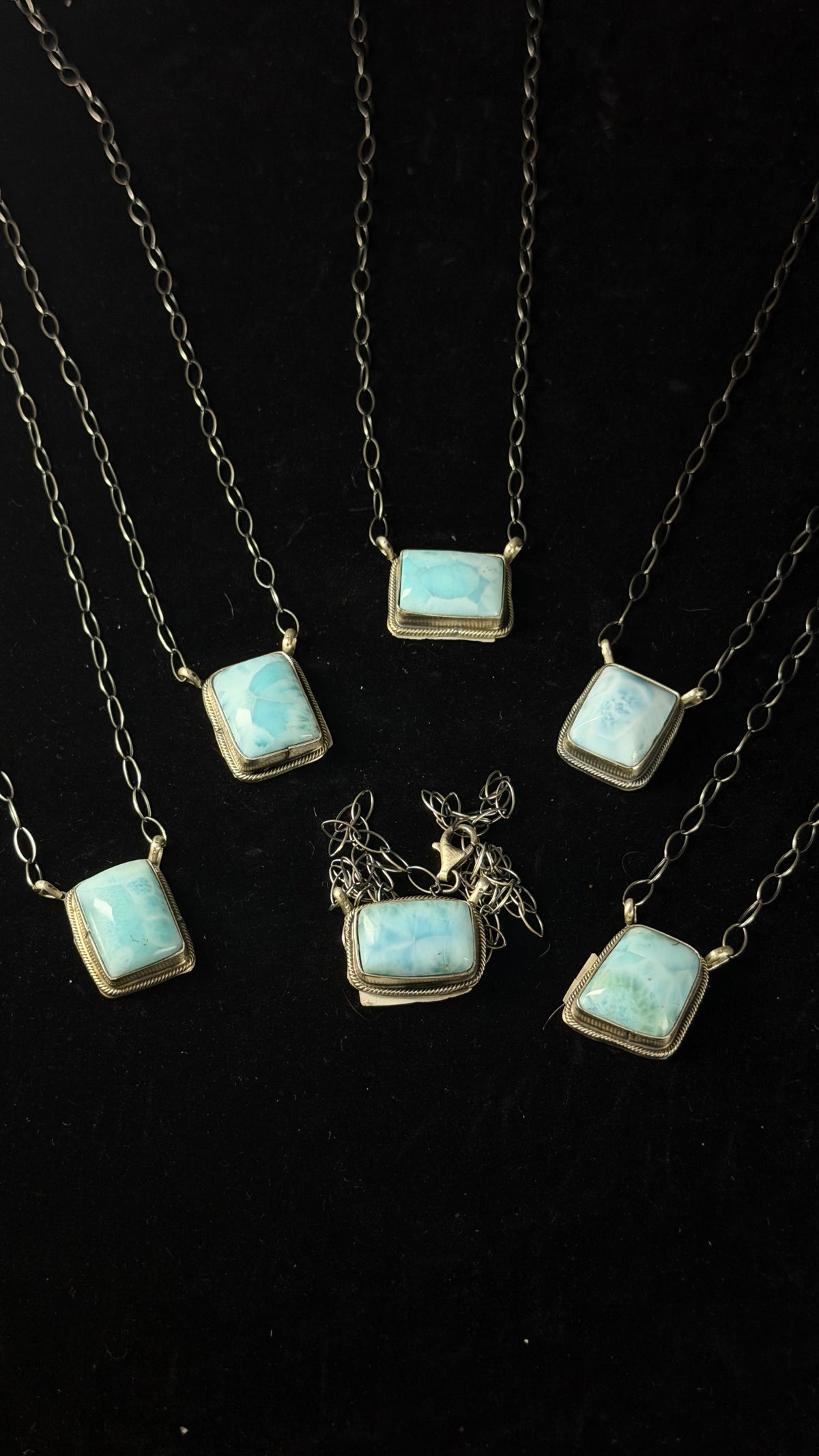 Navajo Made Larimar & Sterling Silver Necklace