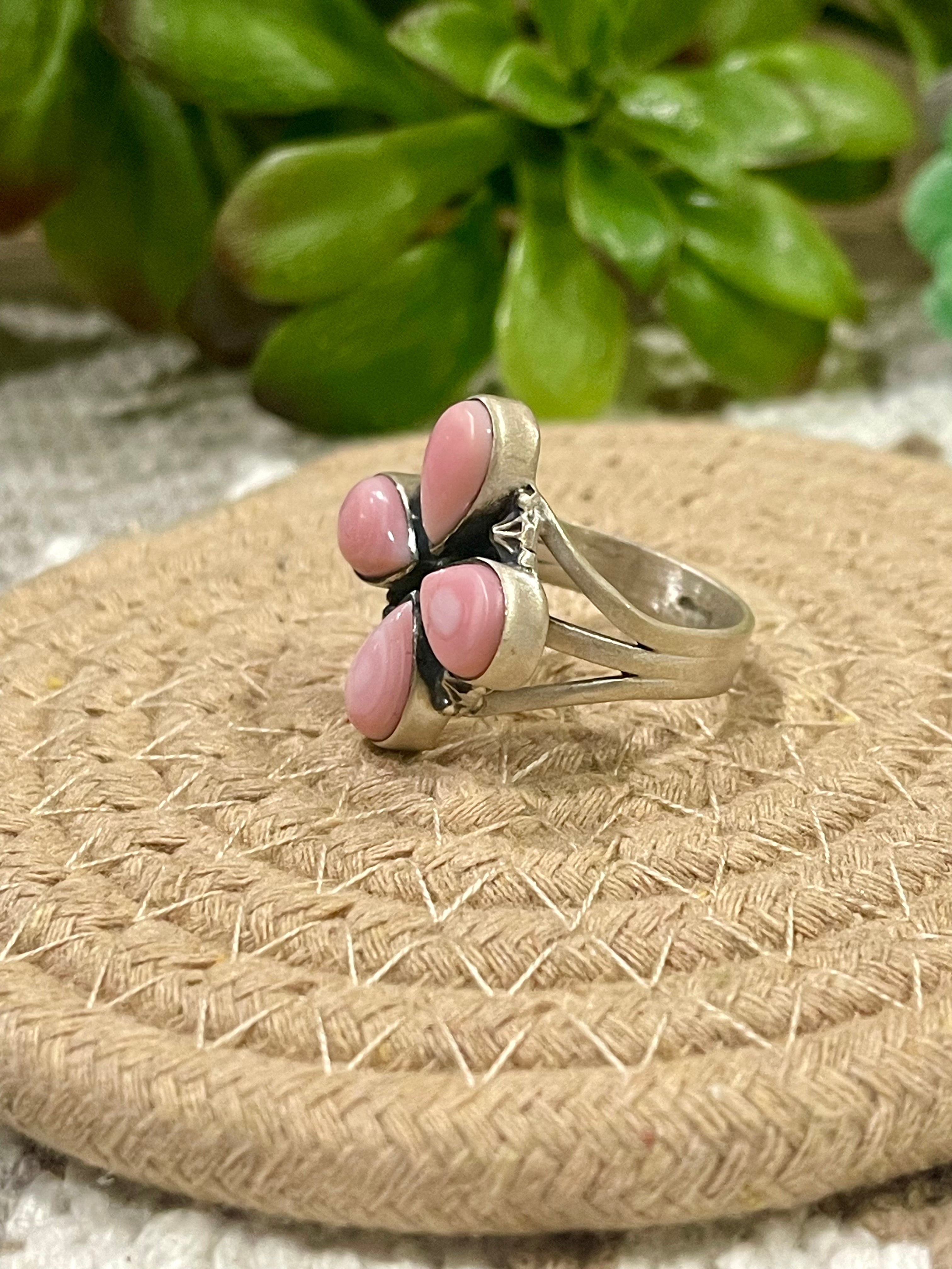 Southwest Handmade Pink Conch & Sterling Silver Size 10.5 Ring