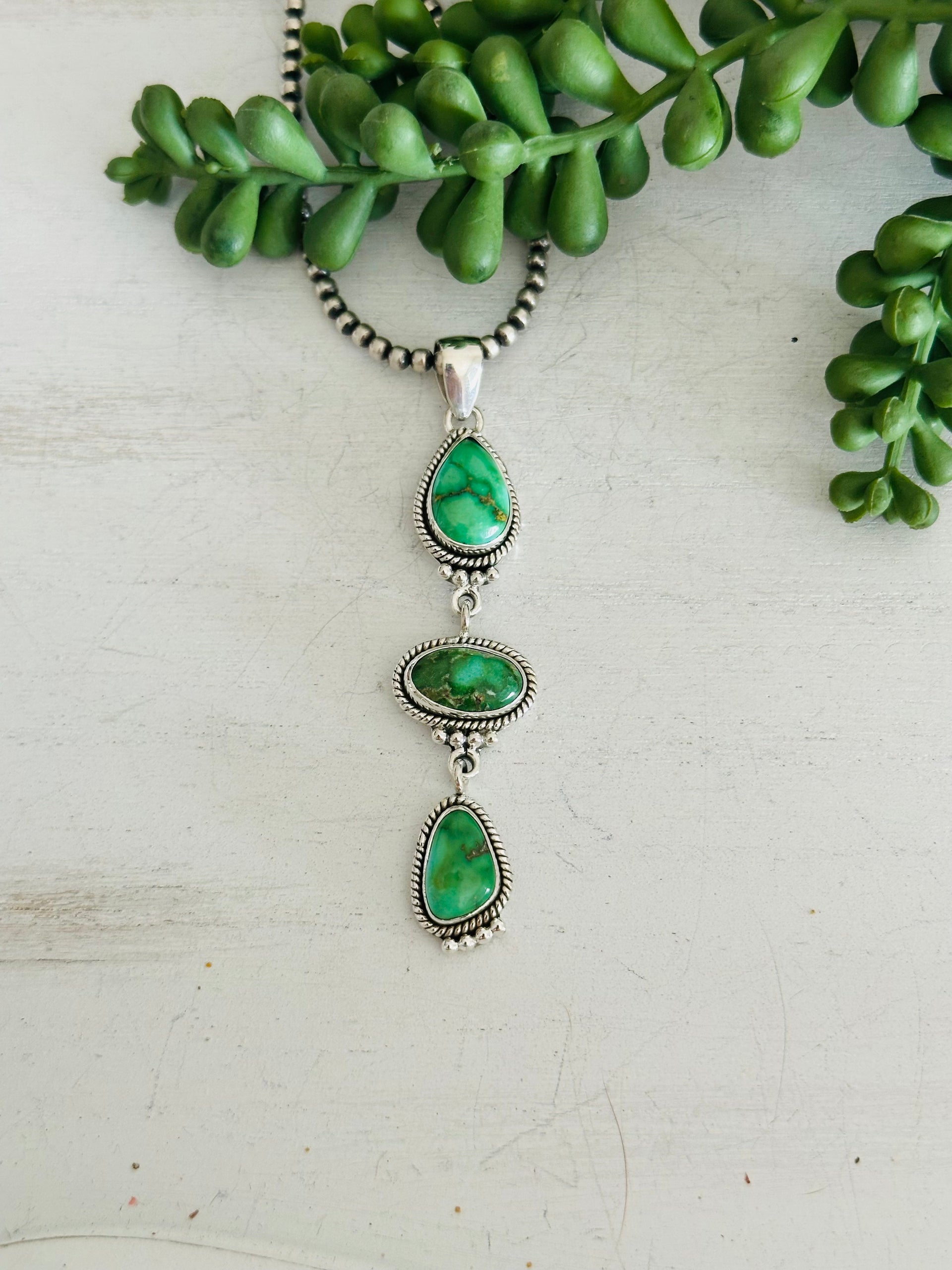 Southwest Handmade Sonoran Gold Turquoise & Sterling Silver Pendant
