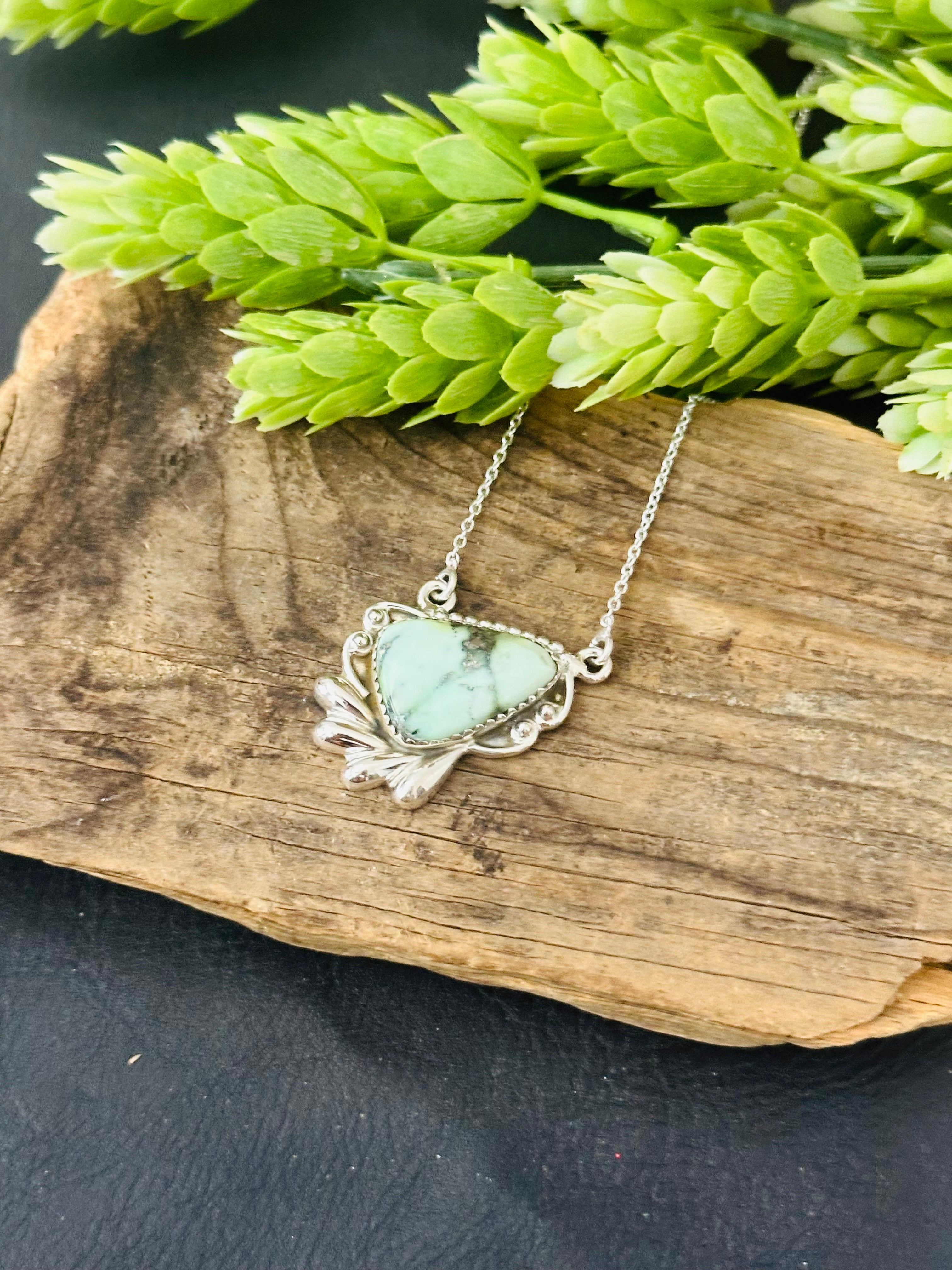 Southwest Palomino Variscite & Sterling Silver Necklace