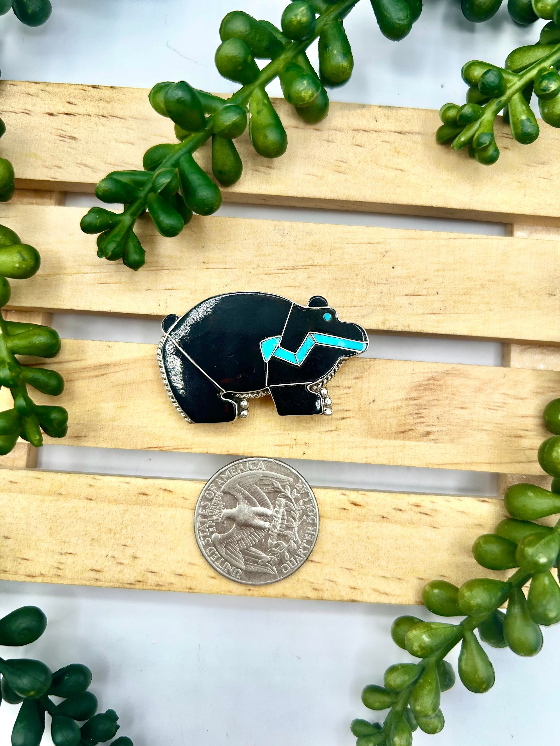 Old Pawn Zuni Made Multi Stone & Sterling Silver Pendant/Pin