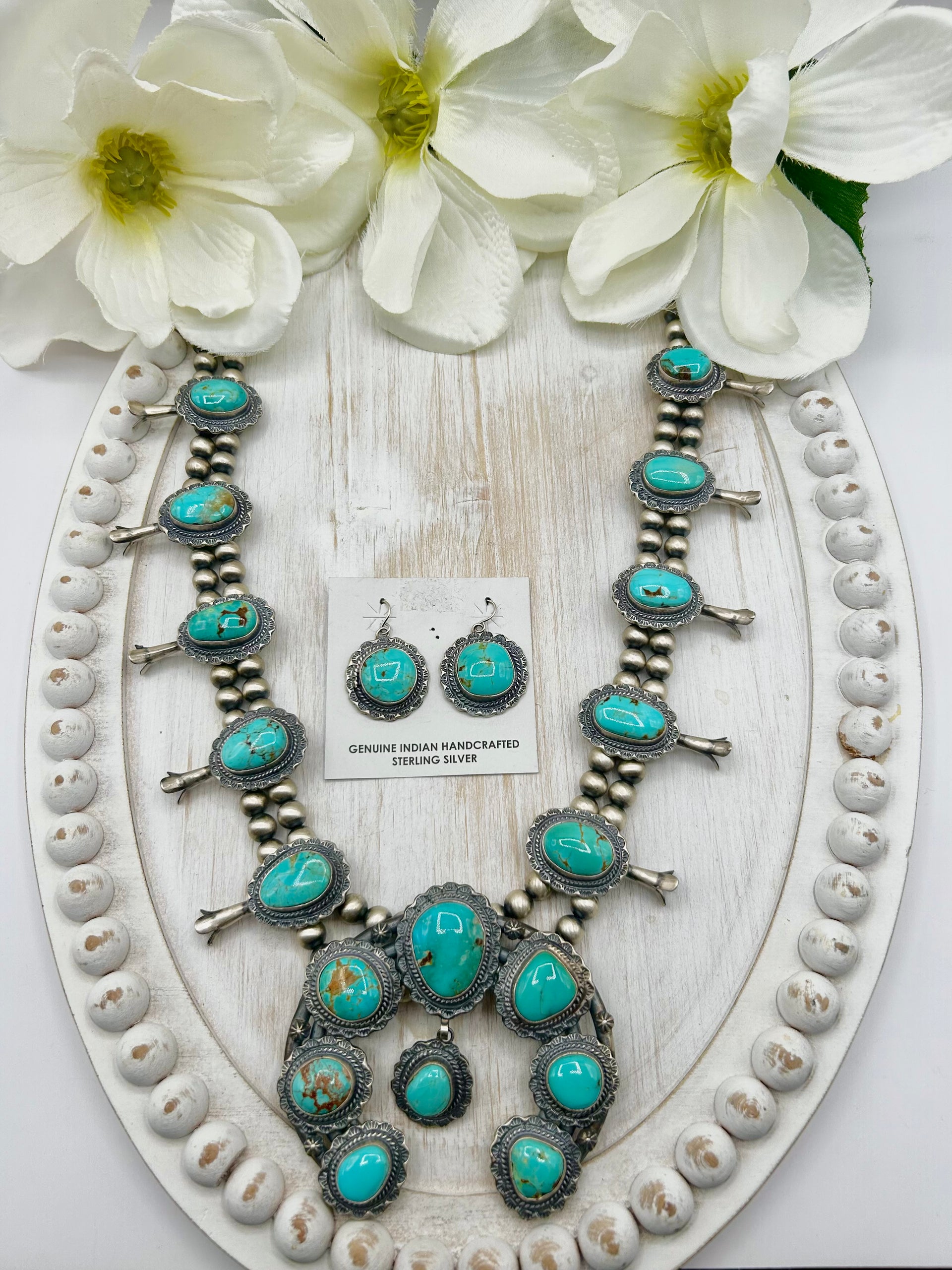 Thomas Francisco #8 Turquoise & Sterling Silver Necklace Set