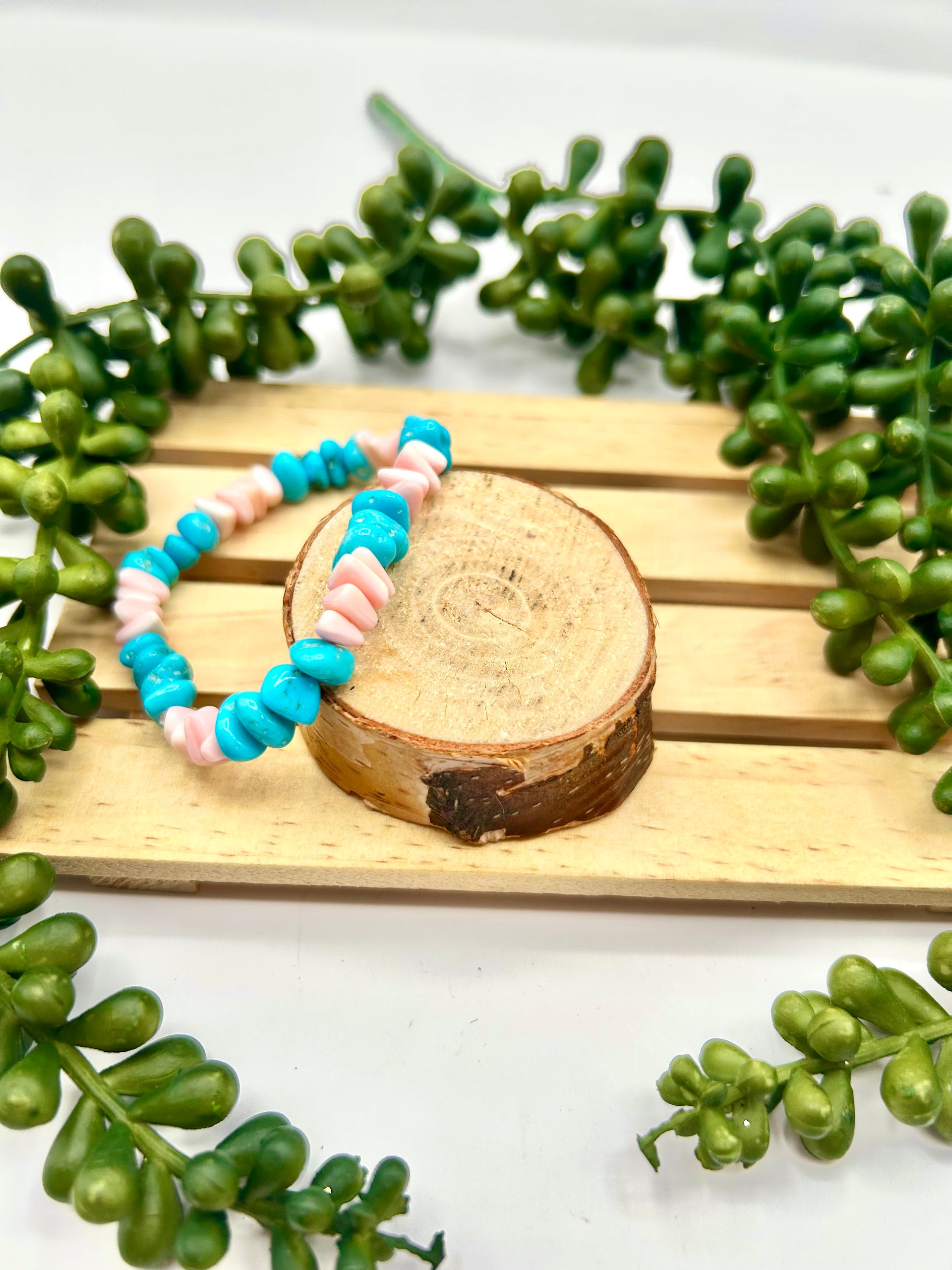 Navajo Made Multi Stone & Sterling Silver Strung Stretchy Bracelet