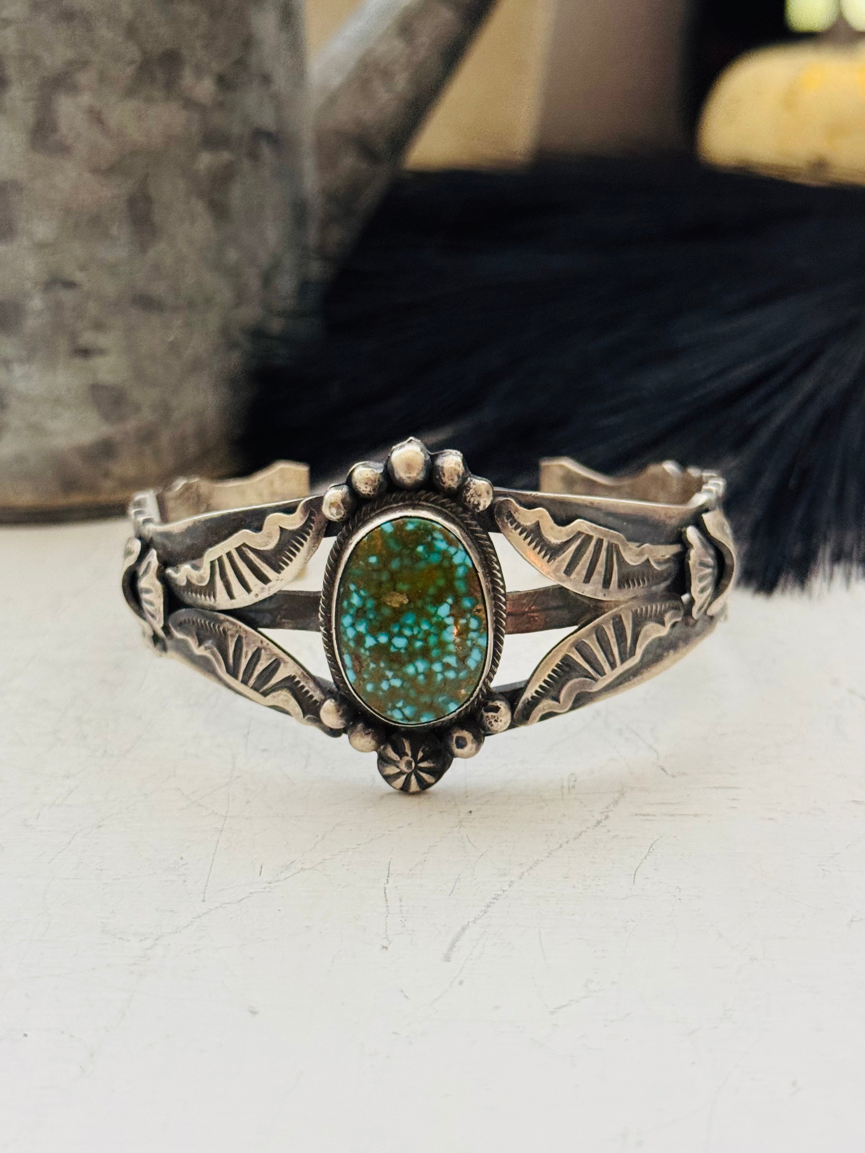 Gilbert Tom Birdseye Kingman Turquoise & Sterling Silver Cuff Bracelet