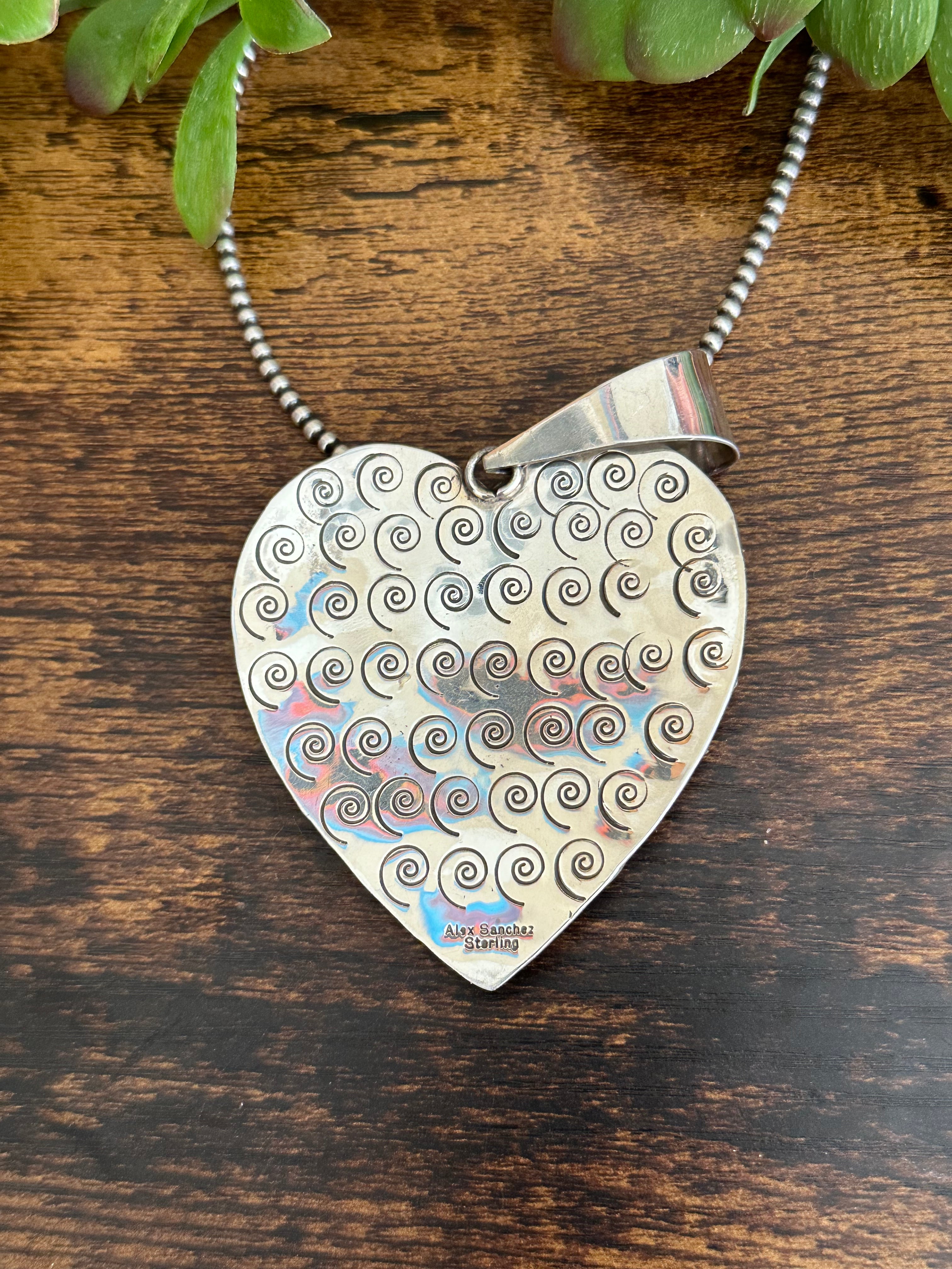 Alex Sanchez Manhattan Turquoise & Sterling Silver Heart Pendant