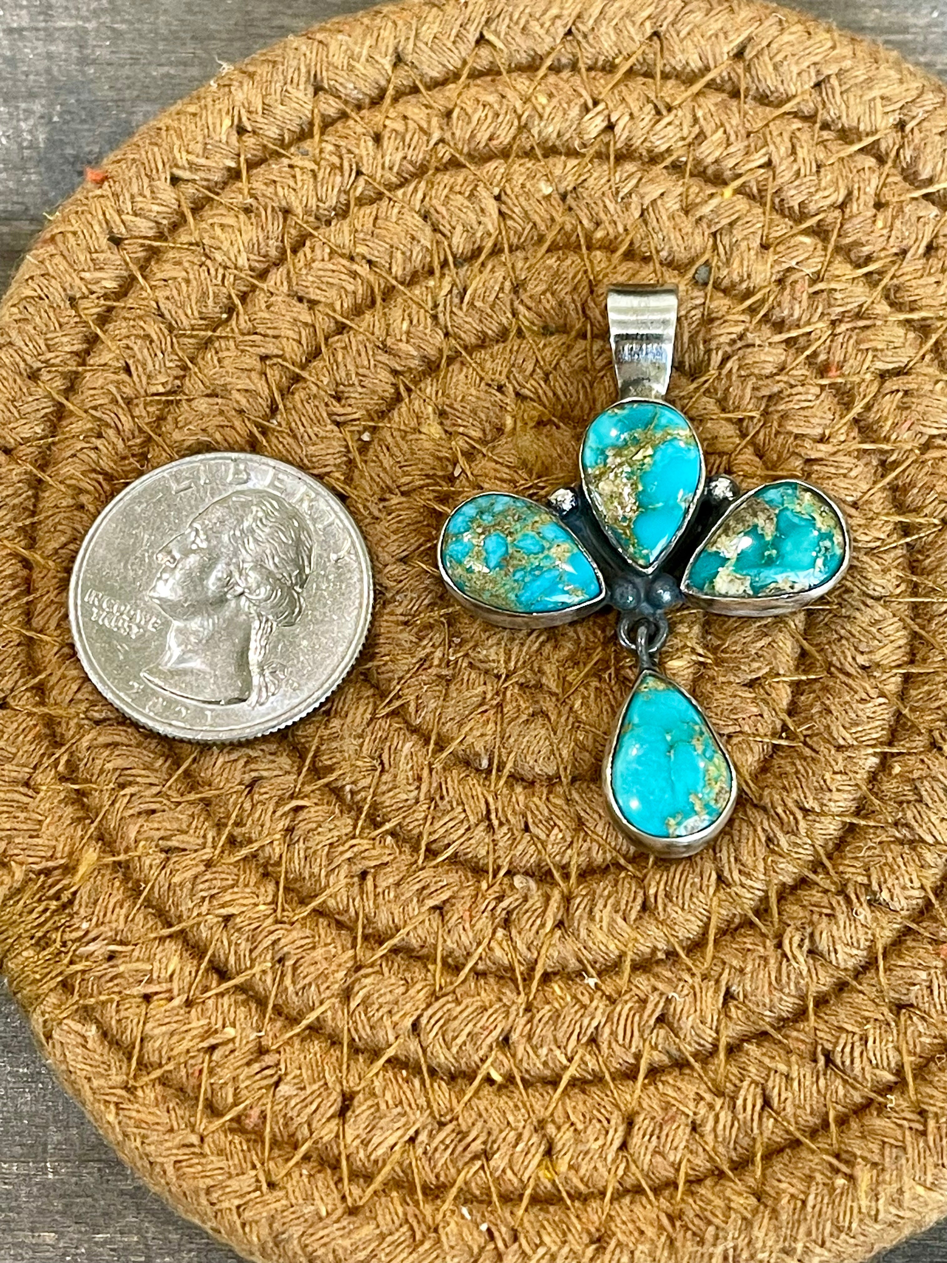 Southwest Handmade Sonoran Mountain Turquoise & Sterling Silver Pendant