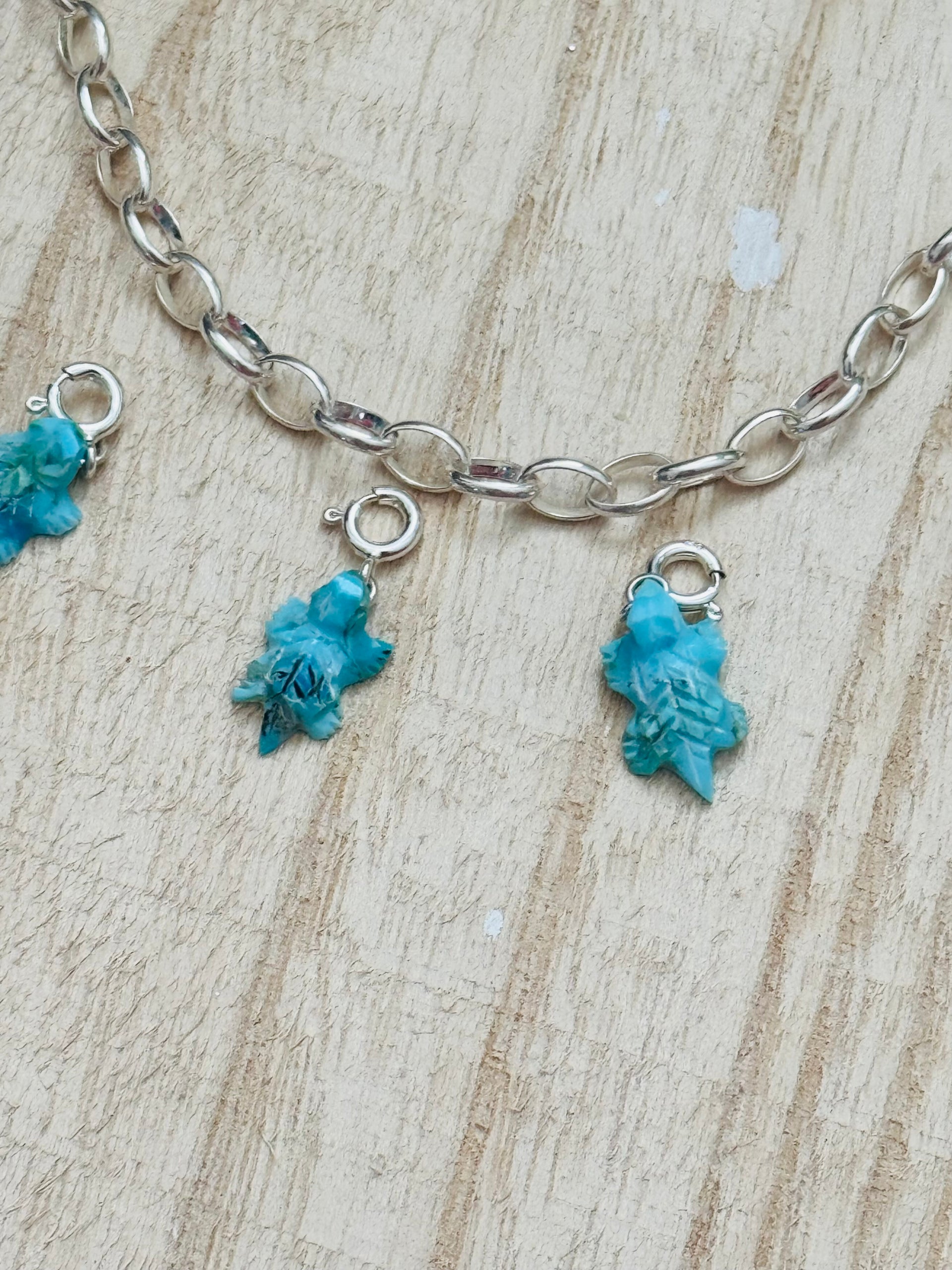 Navajo Made Turquoise & Sterling Silver Horny Toad Charms