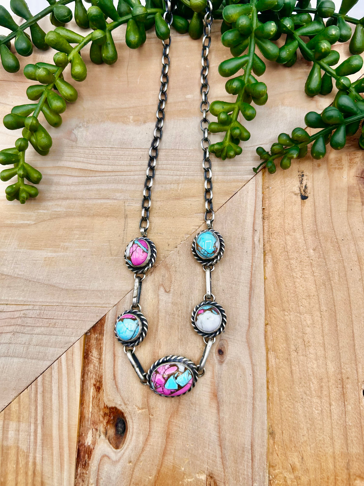 Augustine Largo Cotton Candy Dahlia & Sterling Silver Cluster Necklace