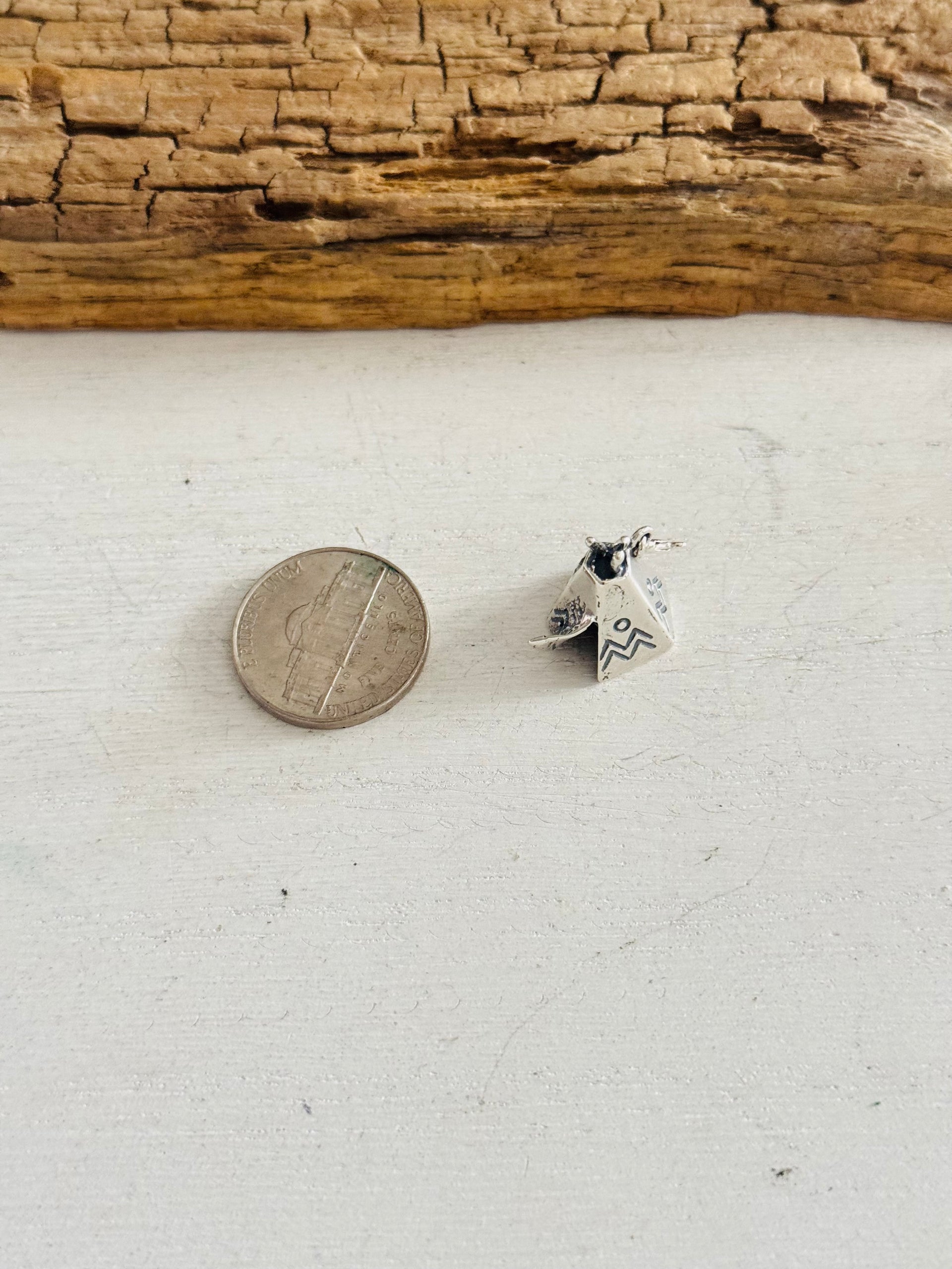 Navajo Made Sterling Silver Teepee Cast Charms