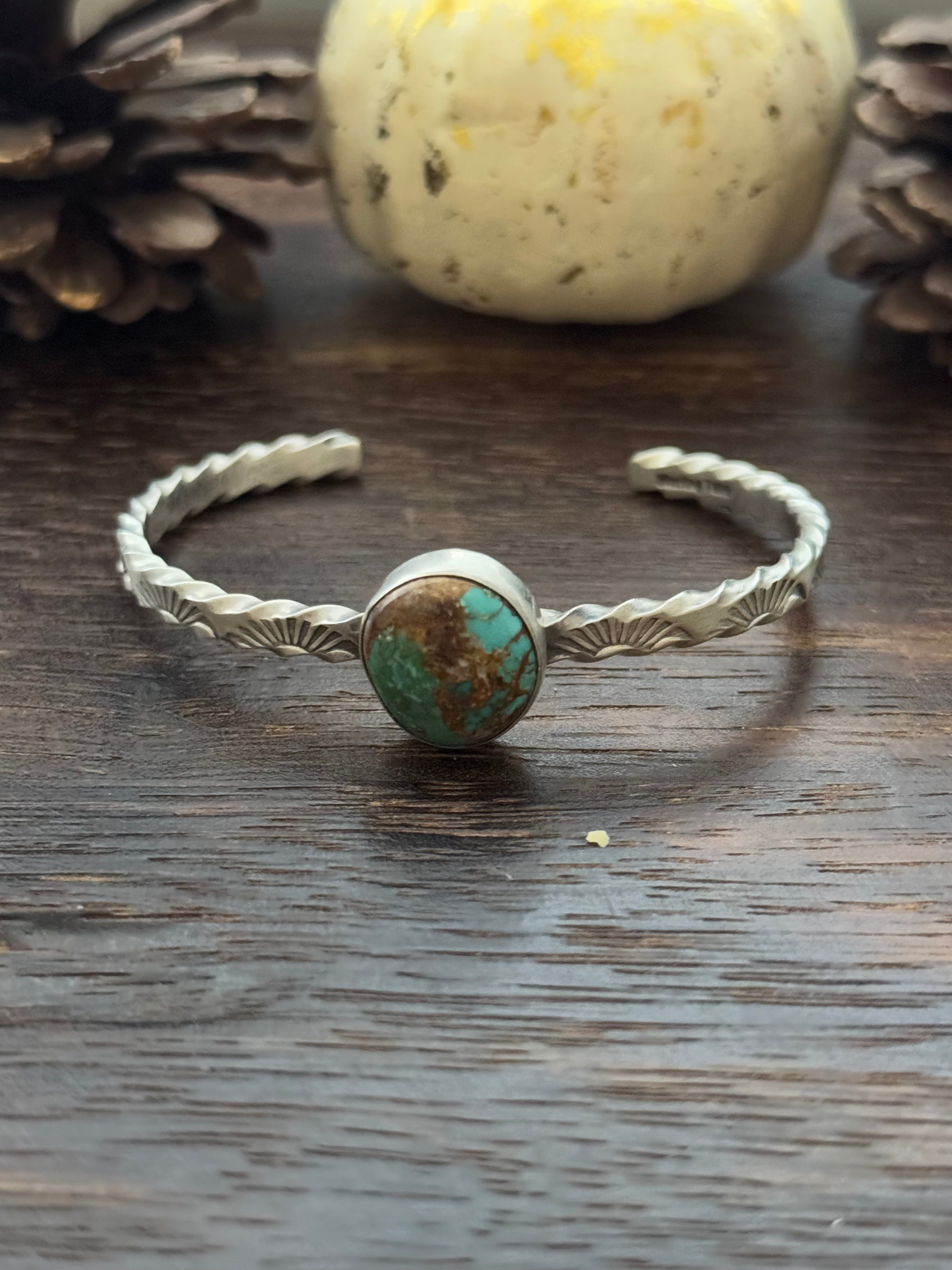 Navajo Made Royston Turquoise & Sterling Silver Cuff Bracelet