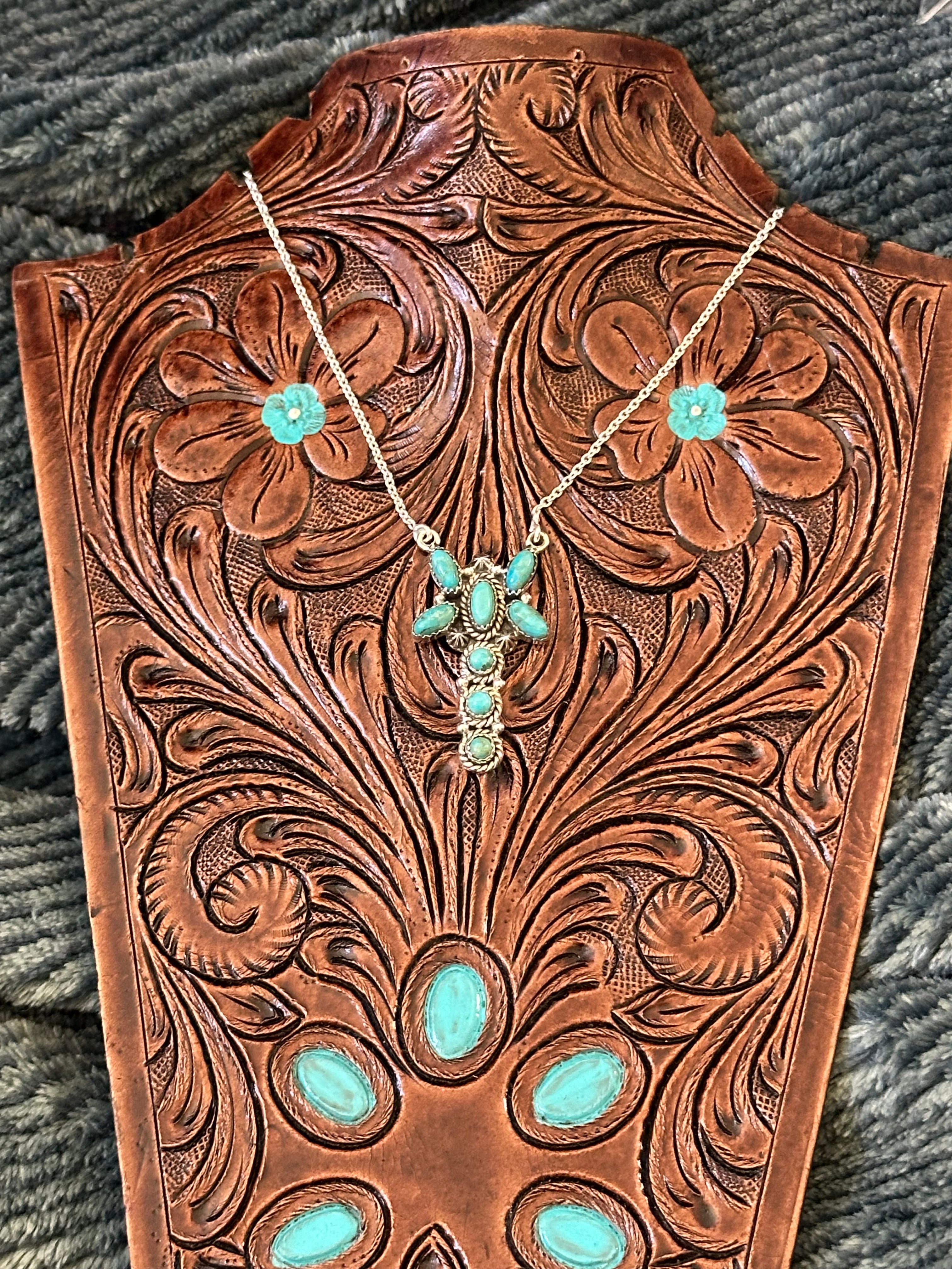 TTD “Whirlwind” Kingman Turquoise & Sterling Silver Cluster Necklace