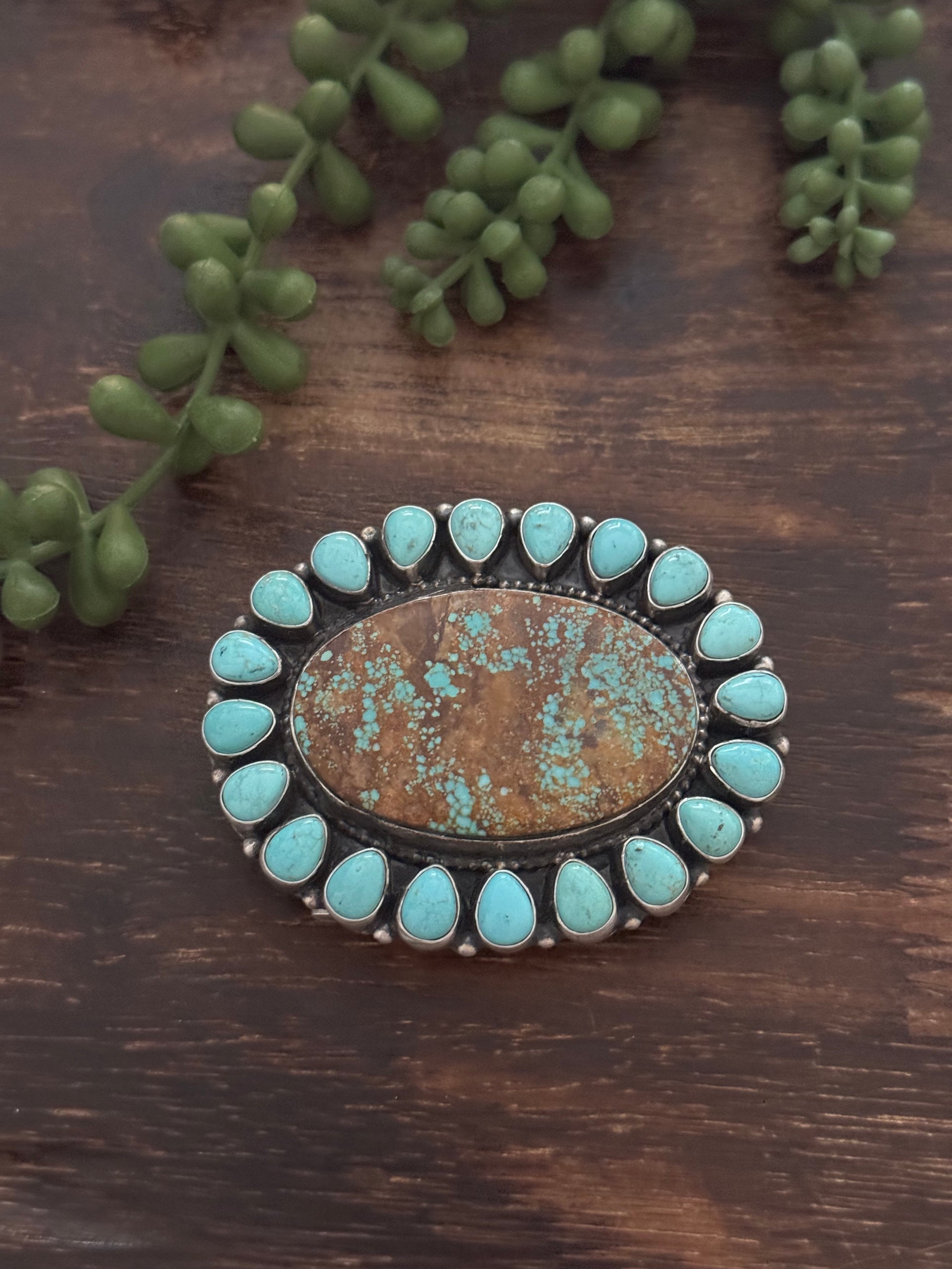 Travis J Mine 8 & Sterling Silver Cluster Belt Buckle