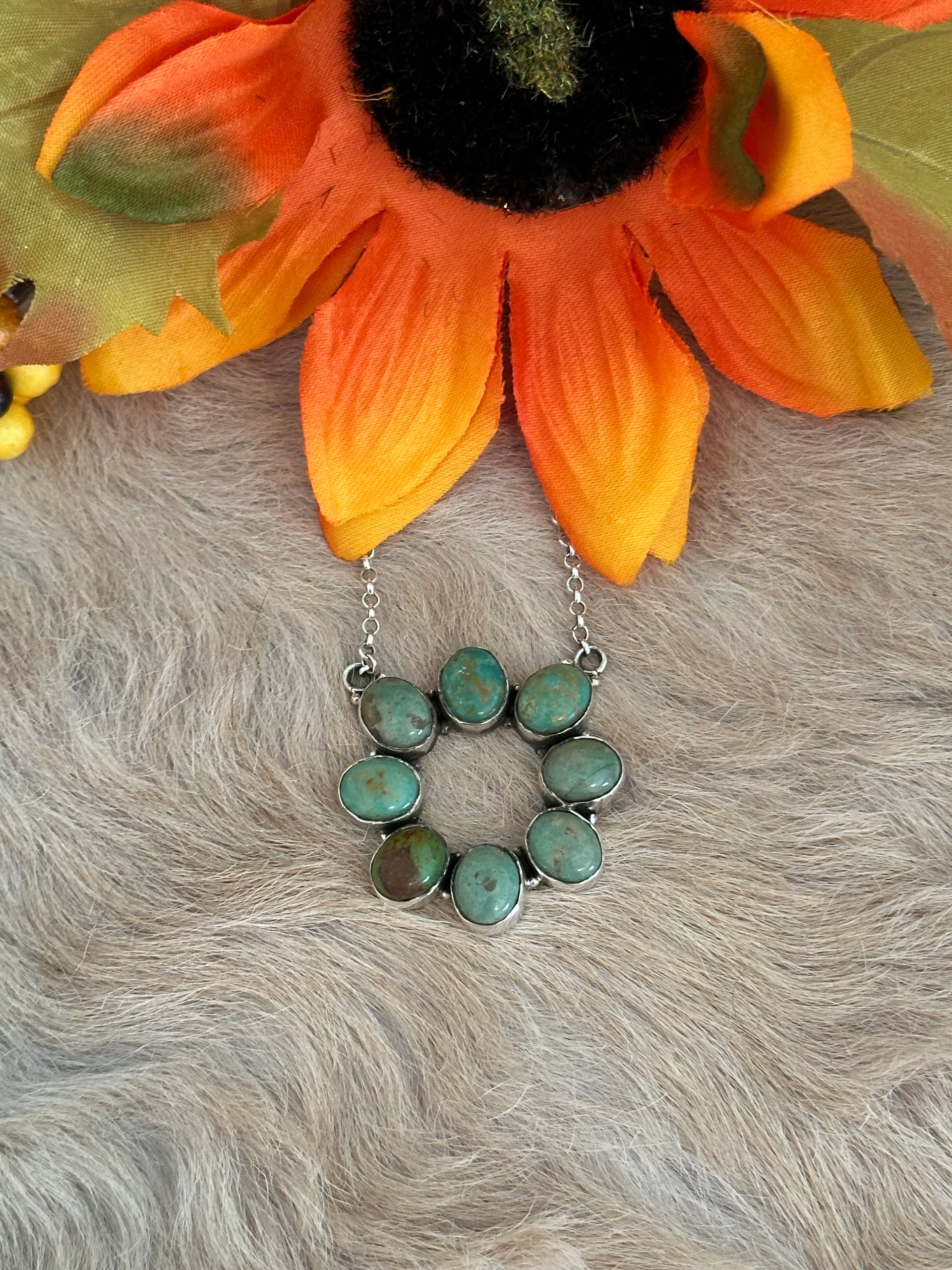 Southwest Made Kingman Turquoise & Sterling Silver Necklace