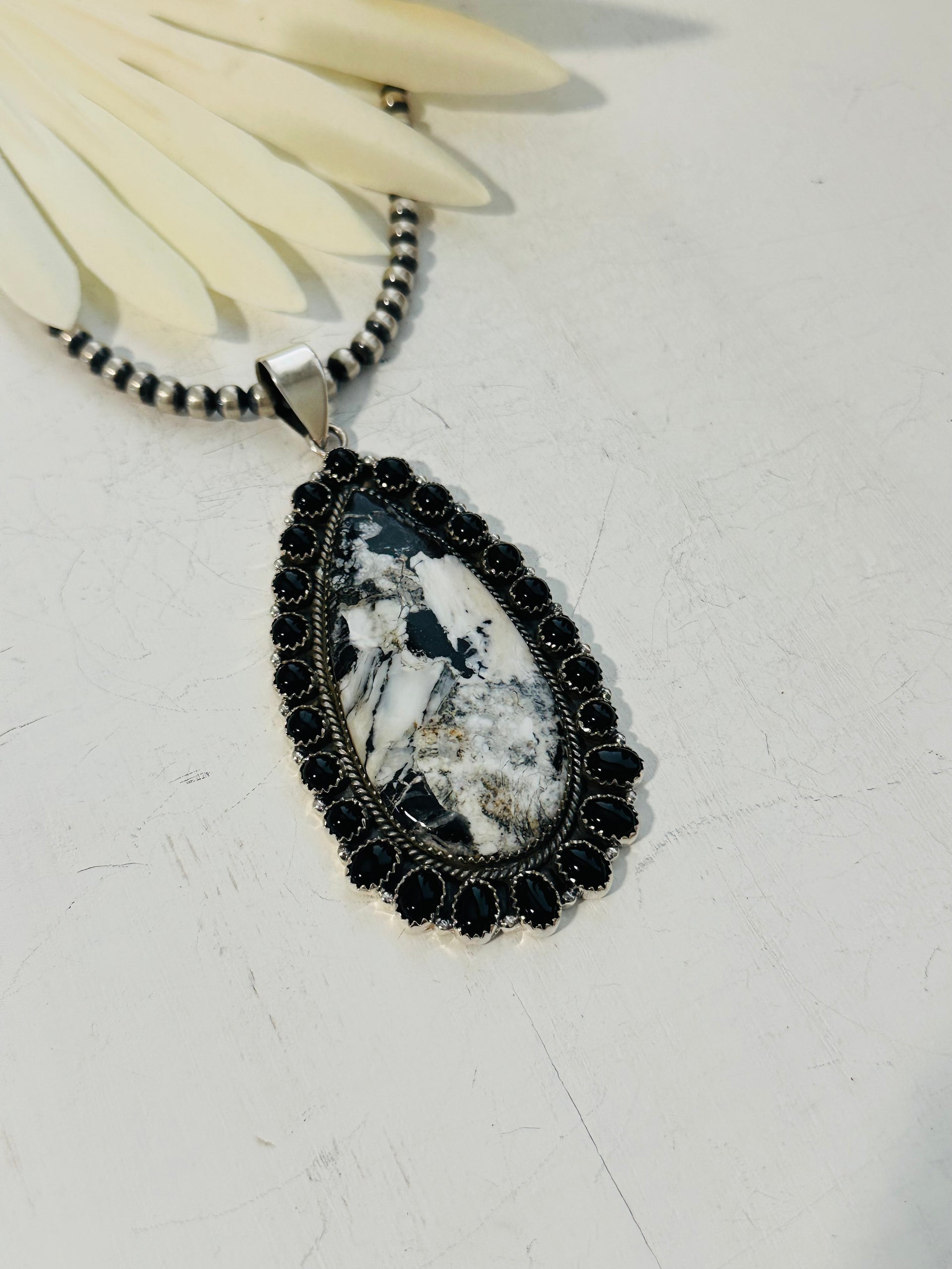 Southwest Handmade Multi Stone & Sterling Silver Cluster Pendant