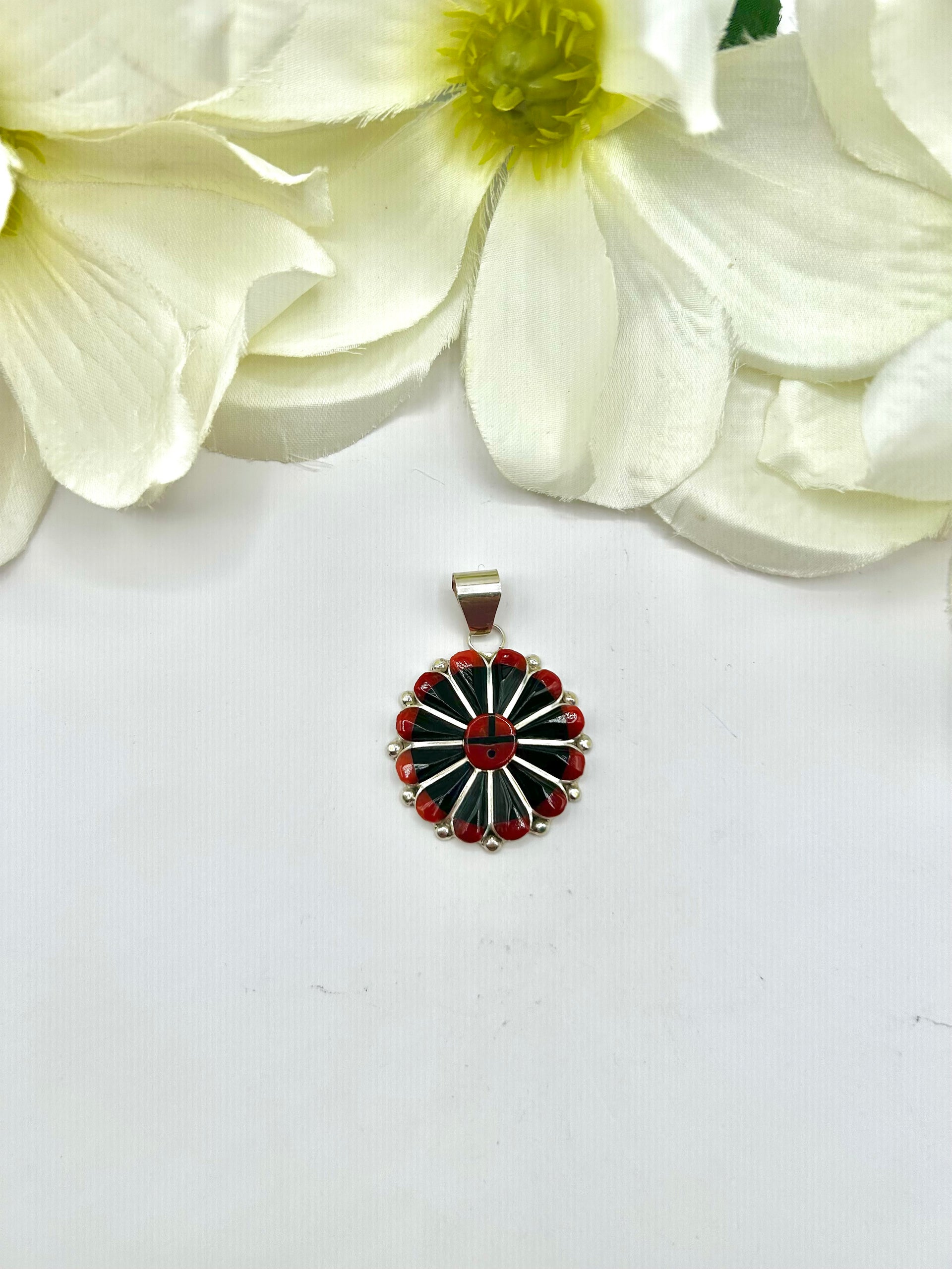 Zuni Made Multi Stone & Sterling Silver Pendant