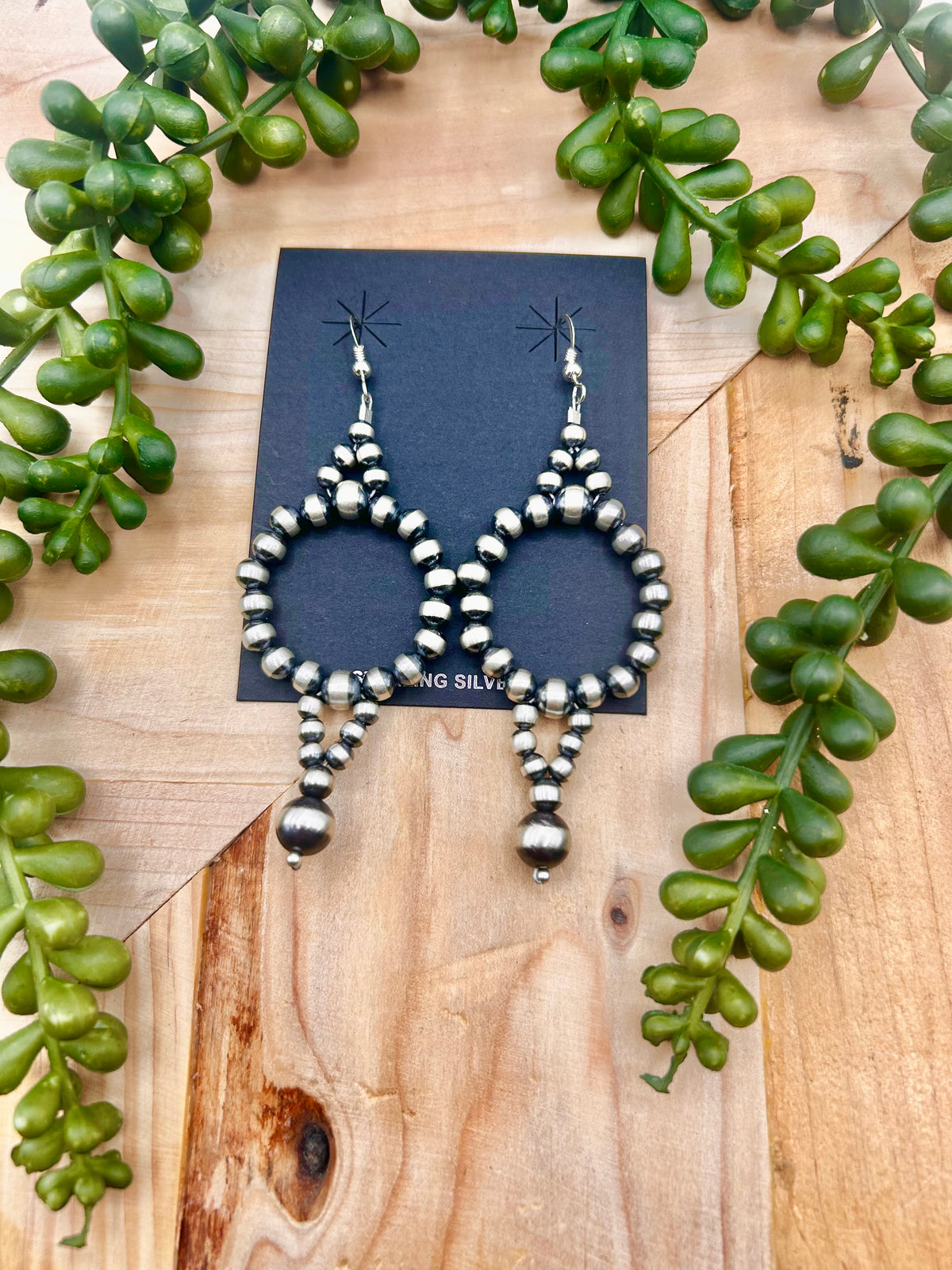 Navajo Made Strung Sterling Silver Hook Earrings