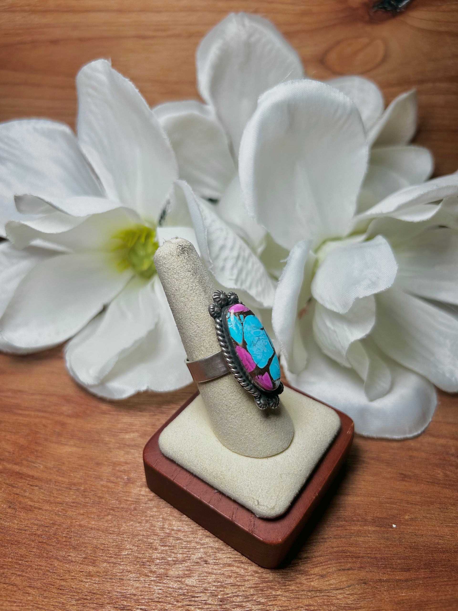 Zachariah David Cotton Candy Dahlia & Sterling Silver Adjustable Ring