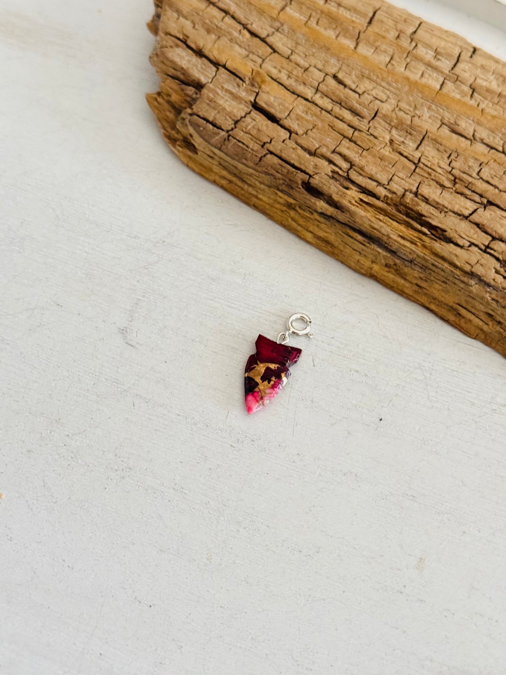 Navajo Made Rose Dahlia & Sterling Silver Arrowhead Charms