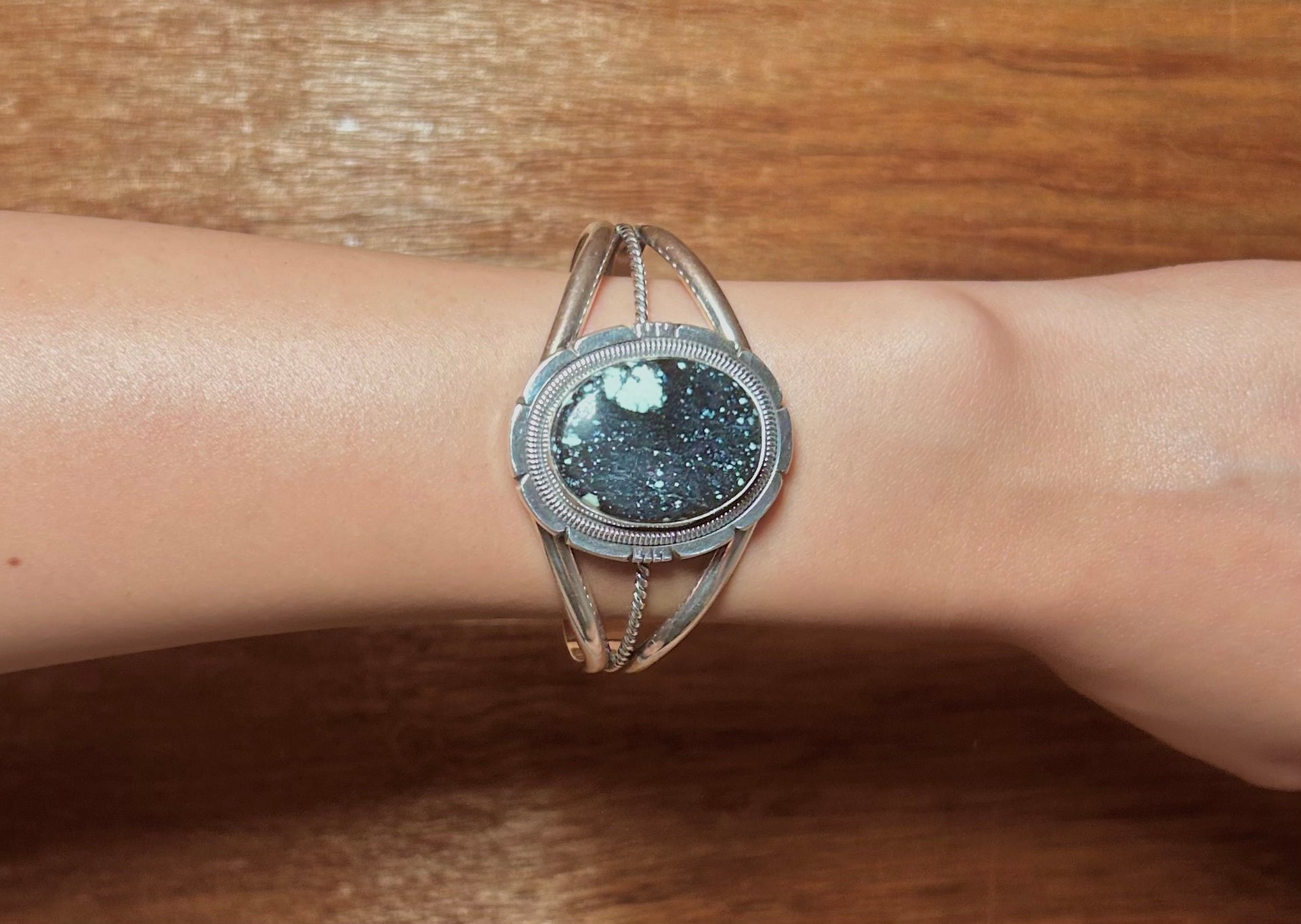 Wydell Billie New Lander Varicsite & Sterling Silver Cuff Bracelet