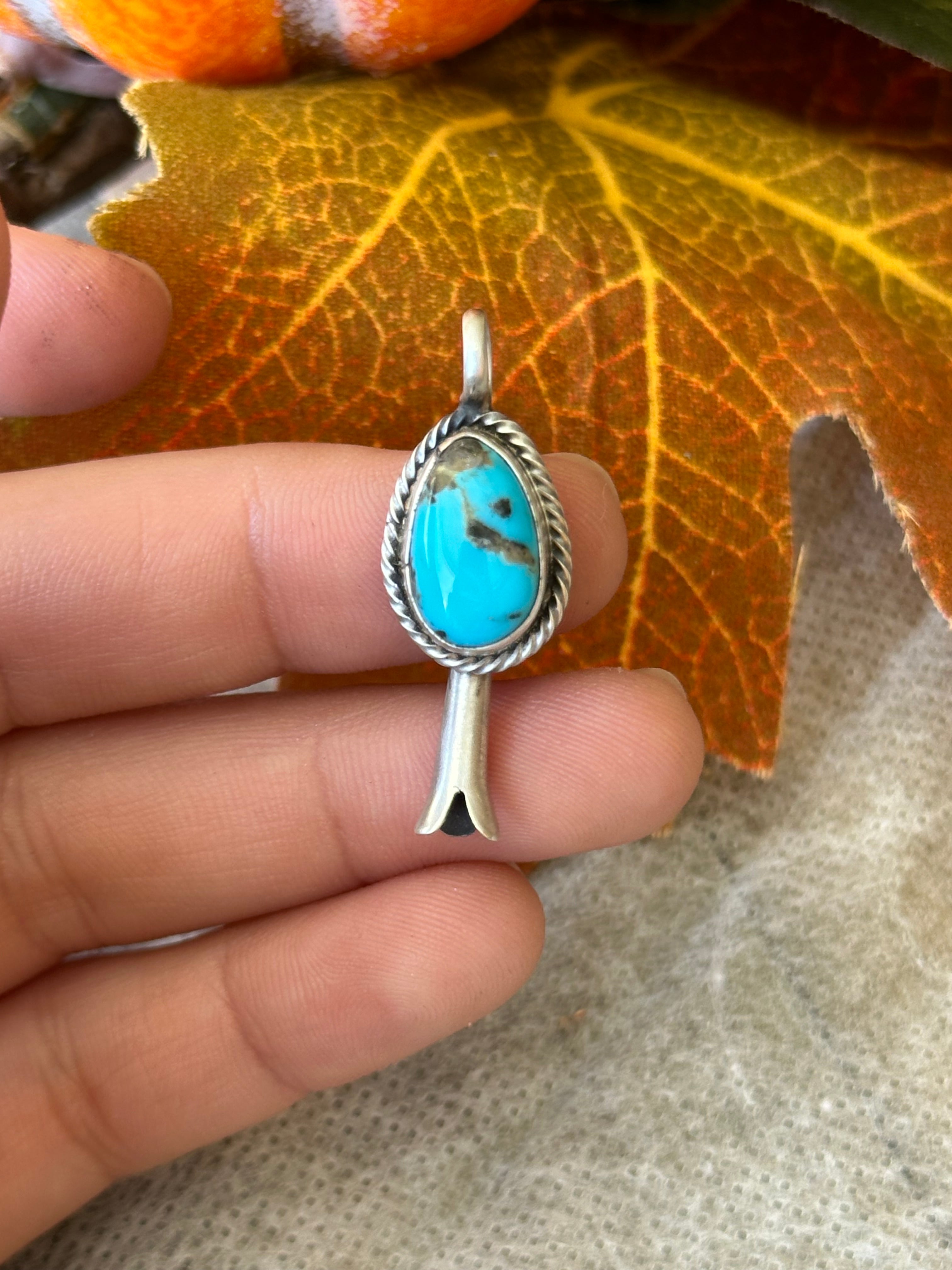 Navajo Made Turquoise & Sterling Silver Pendant