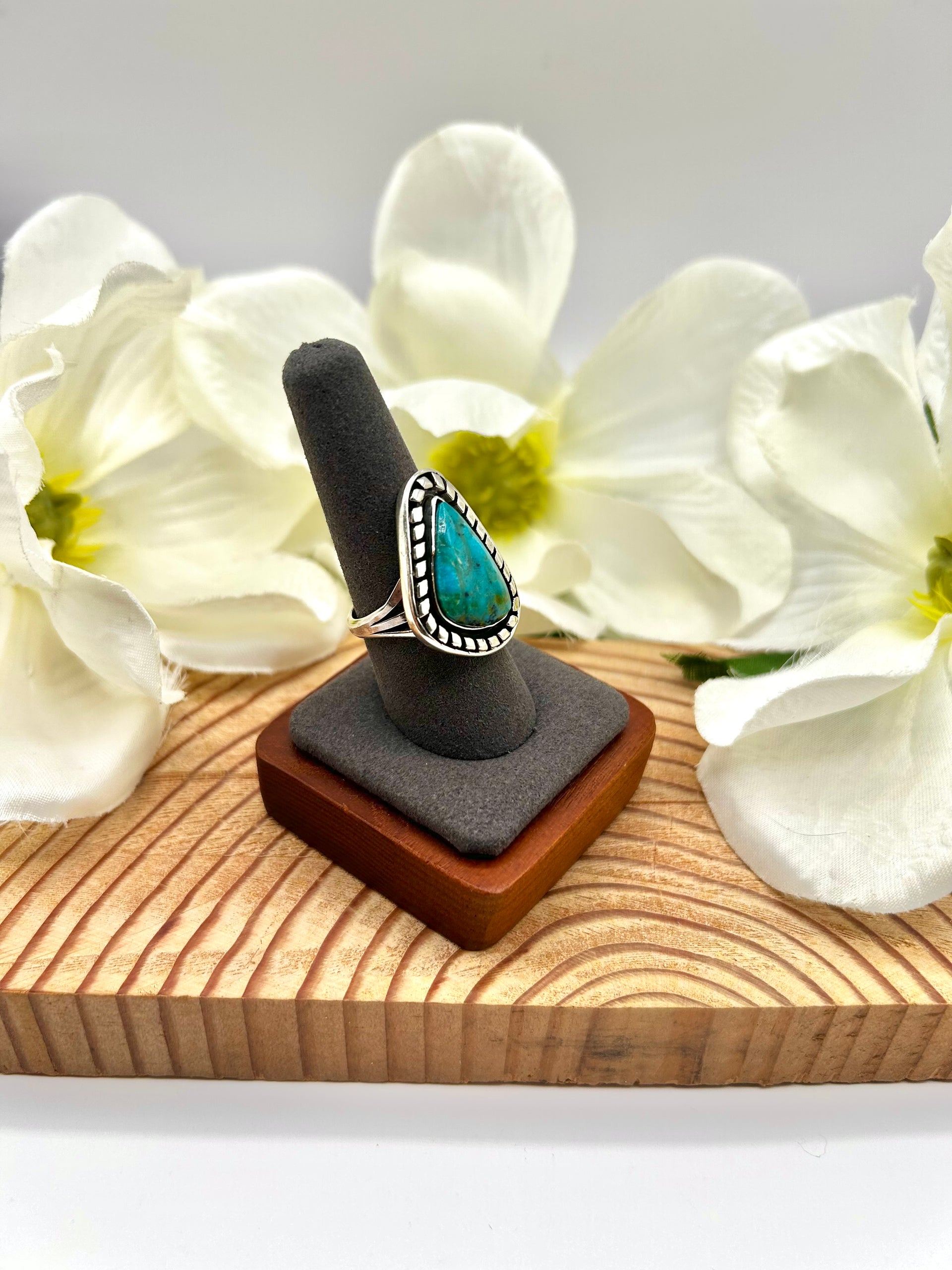 Mike Smith Kingman Turquoise & Sterling Silver Ring Size 9