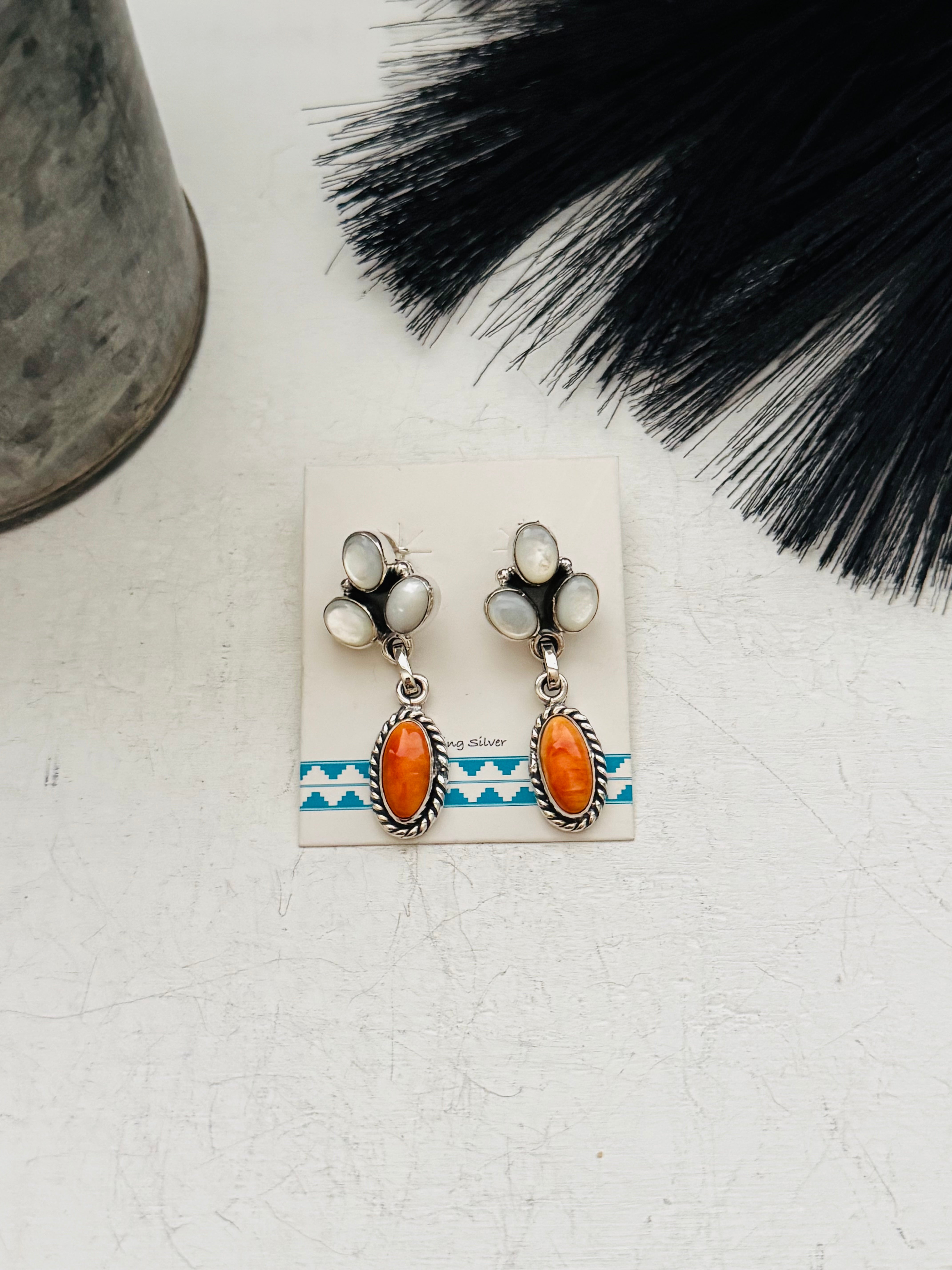 Southwest Handmade Multi Stone & Sterling Silver Post Earrings