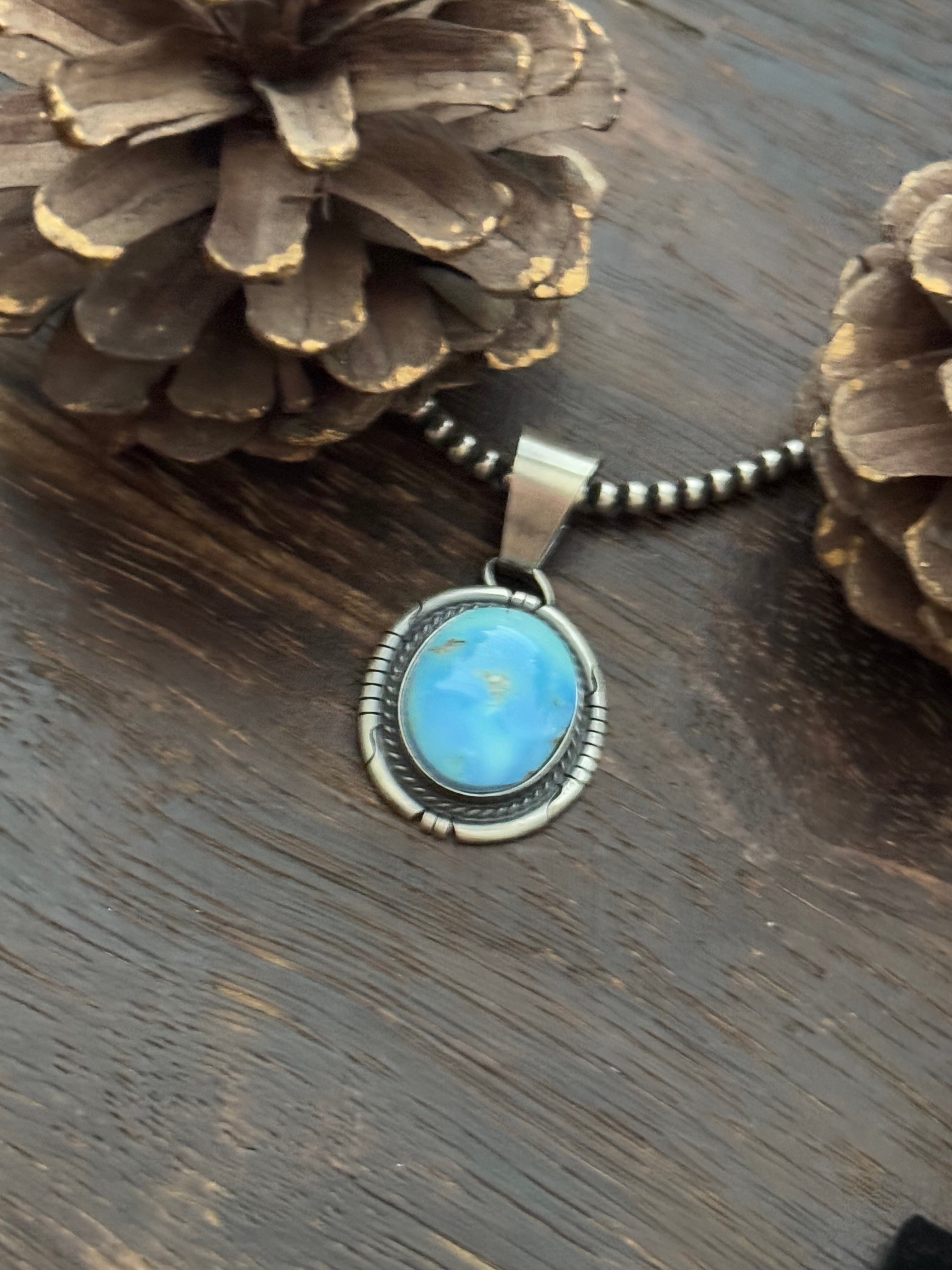 Dave Skeets Golden Hills Turquoise & Sterling Silver Pendant