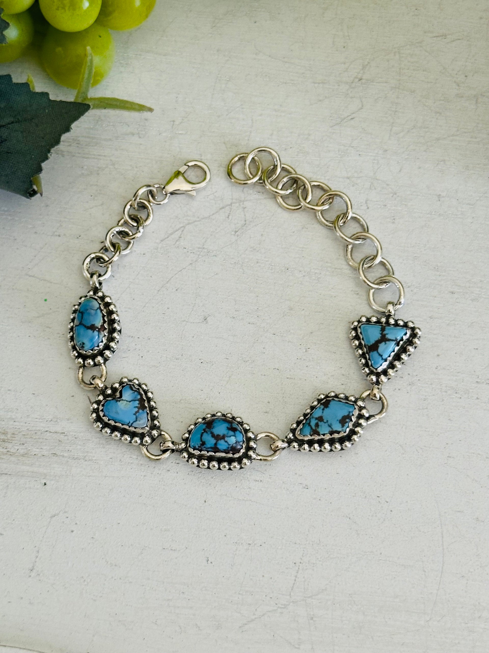 Southwest Made Golden Hills Turquoise & Sterling Silver Bracelet