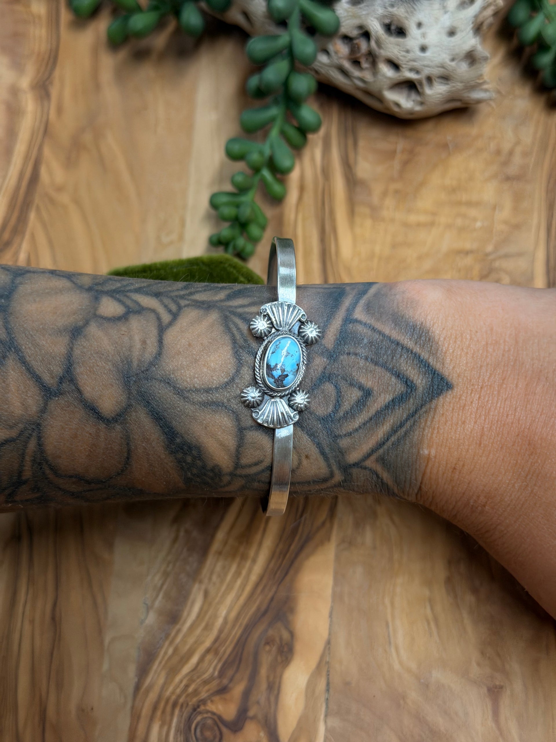 Genevieve Francisco Golden Hills Turquoise and Sterling Silver Cuff Bracelet