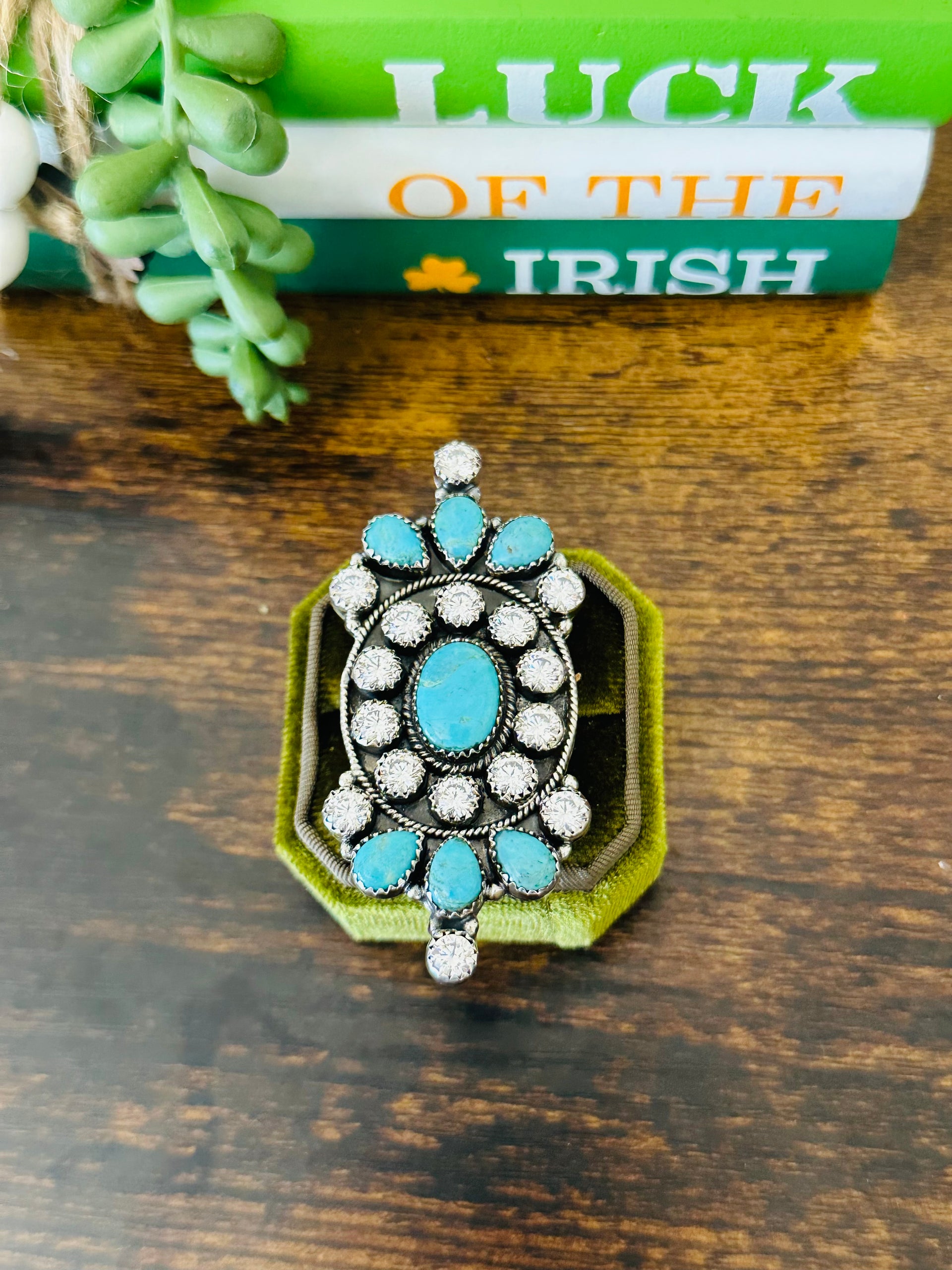 Southwest Handmade Multi Stone & Sterling Silver Adjustable Cluster Ring