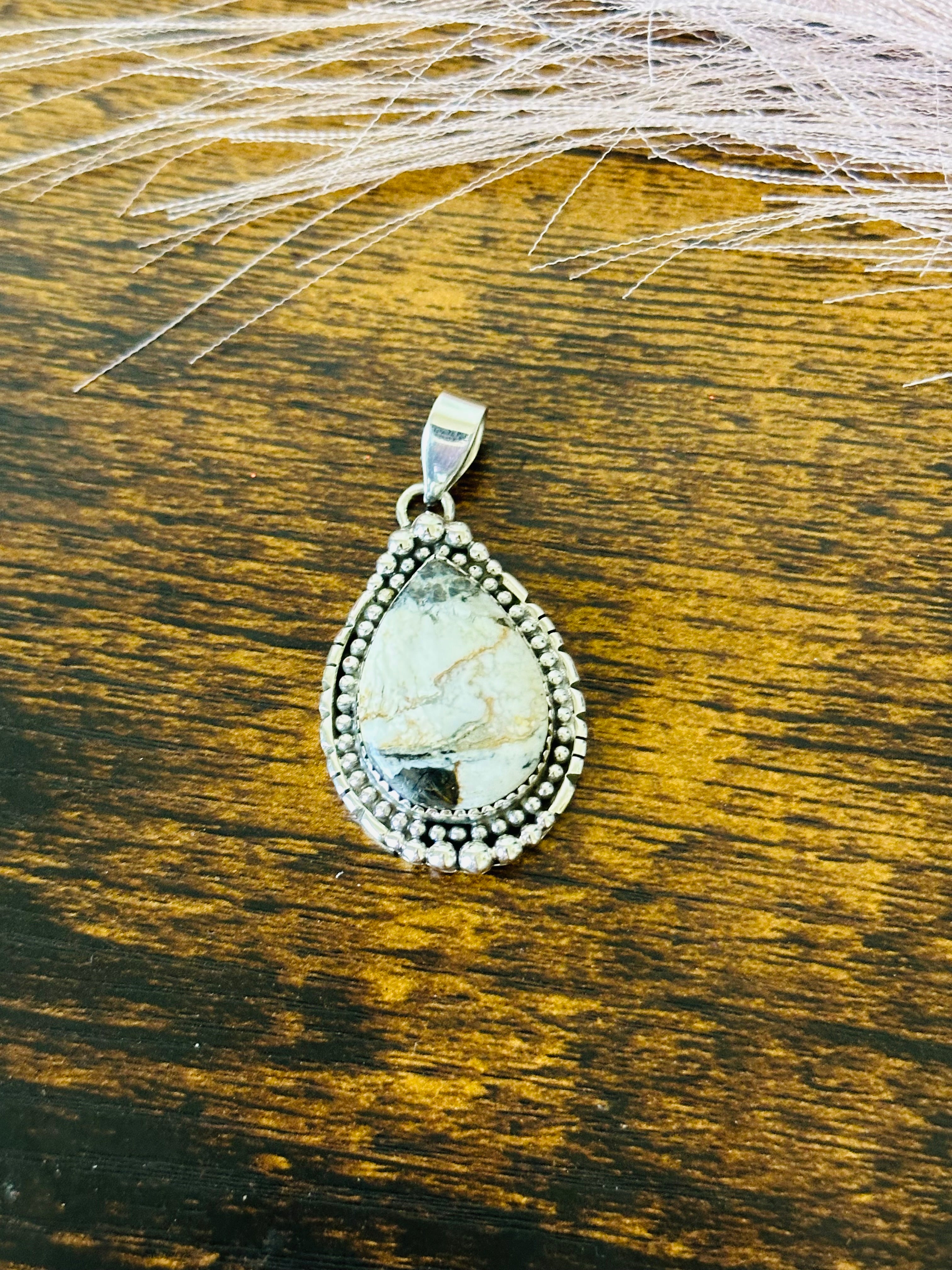 Southwest Handmade White Buffalo & Sterling Silver Pendant