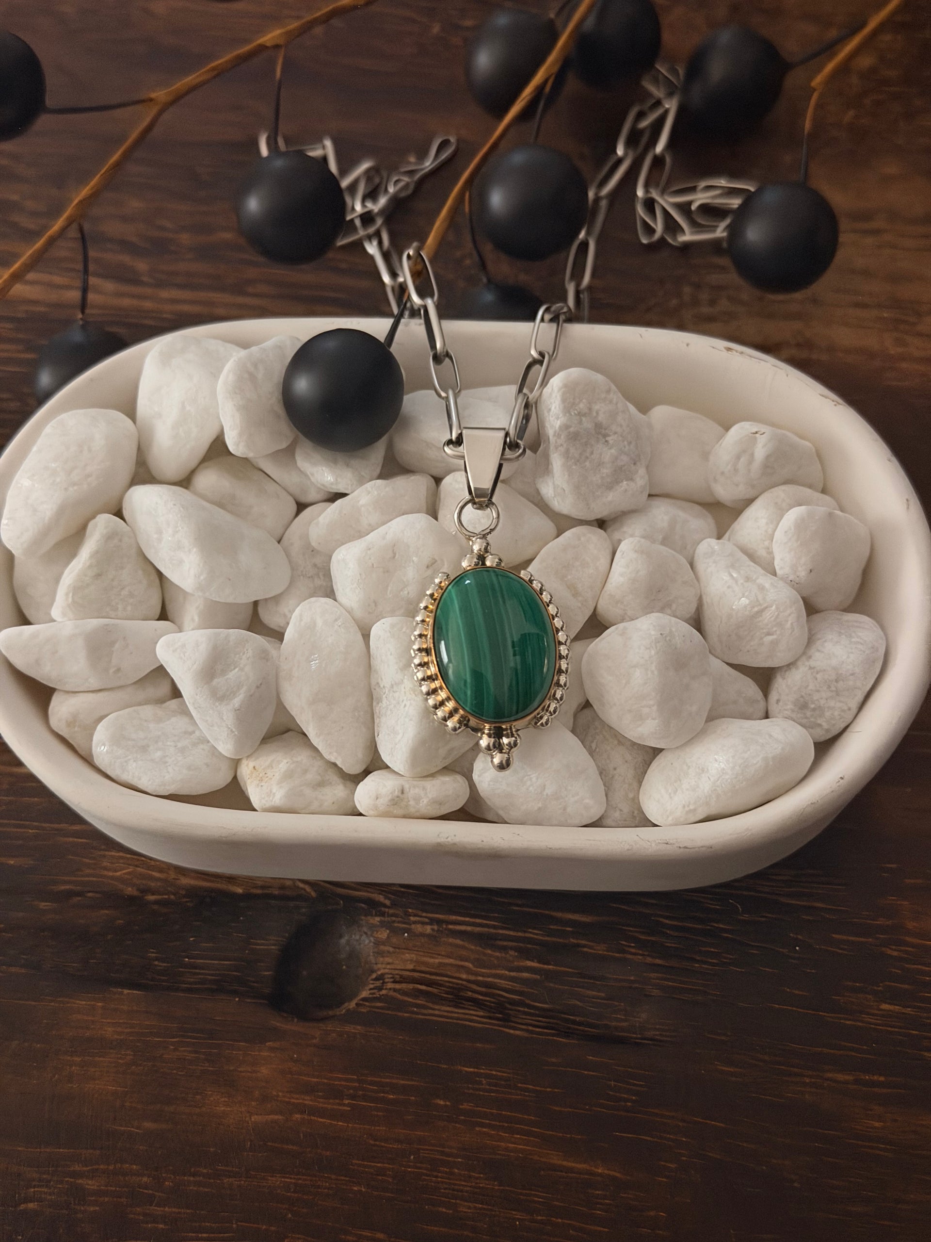 Kathleen Chavez Malachite & 12K Gold Overlay & Sterling Silver Pendant