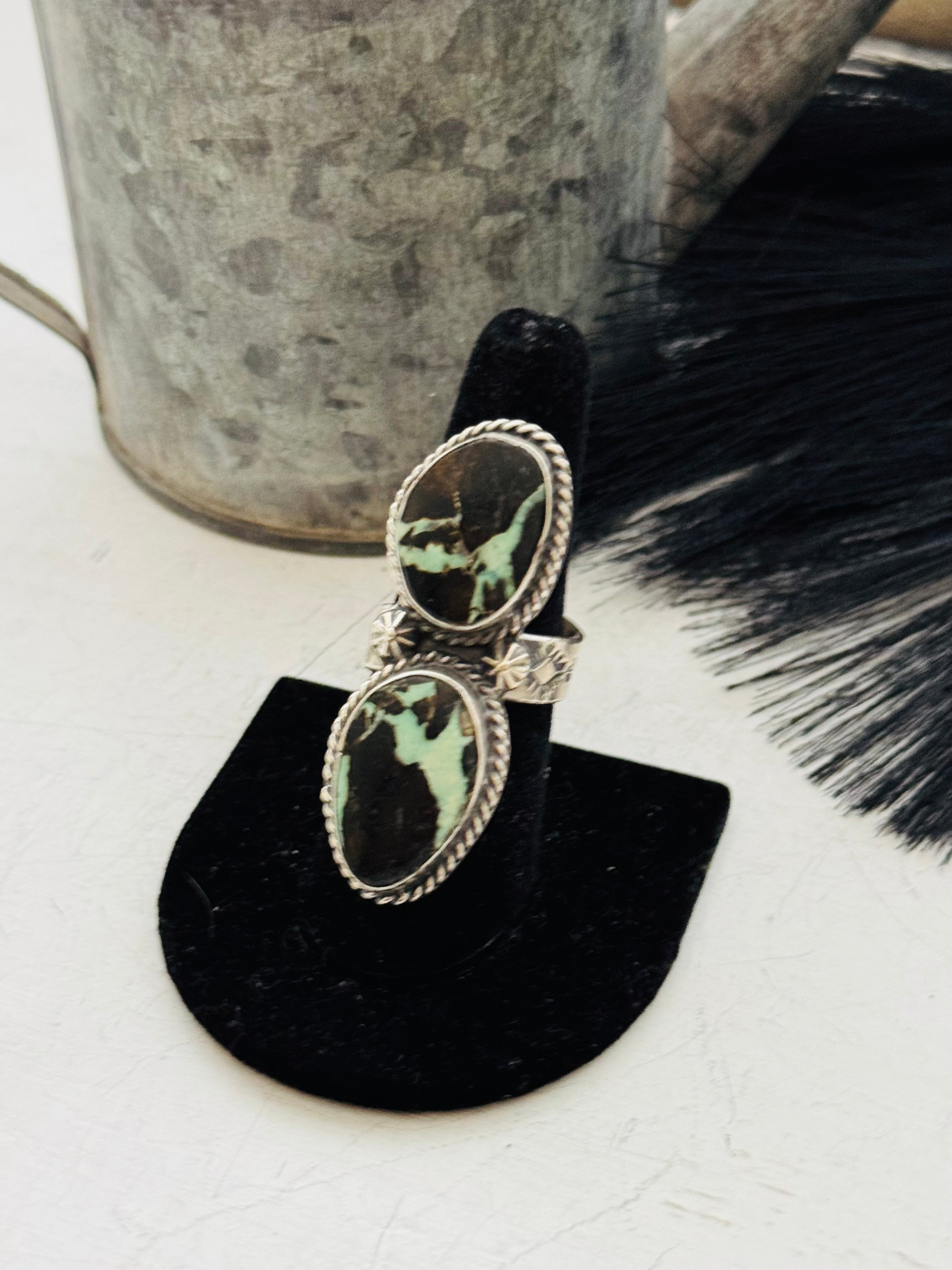 Navajo Made Variscite & Sterling Silver Ring Adjustable