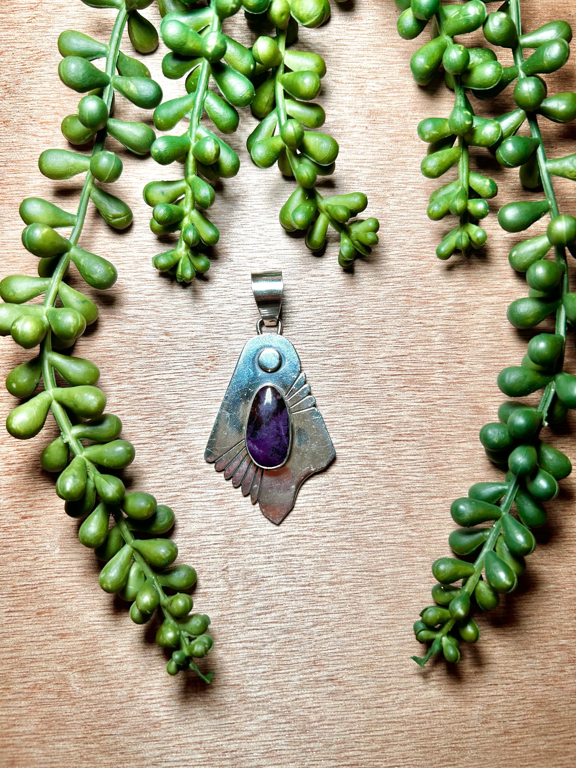 Navajo Made Sngilite  & Sterling Silver Pendant