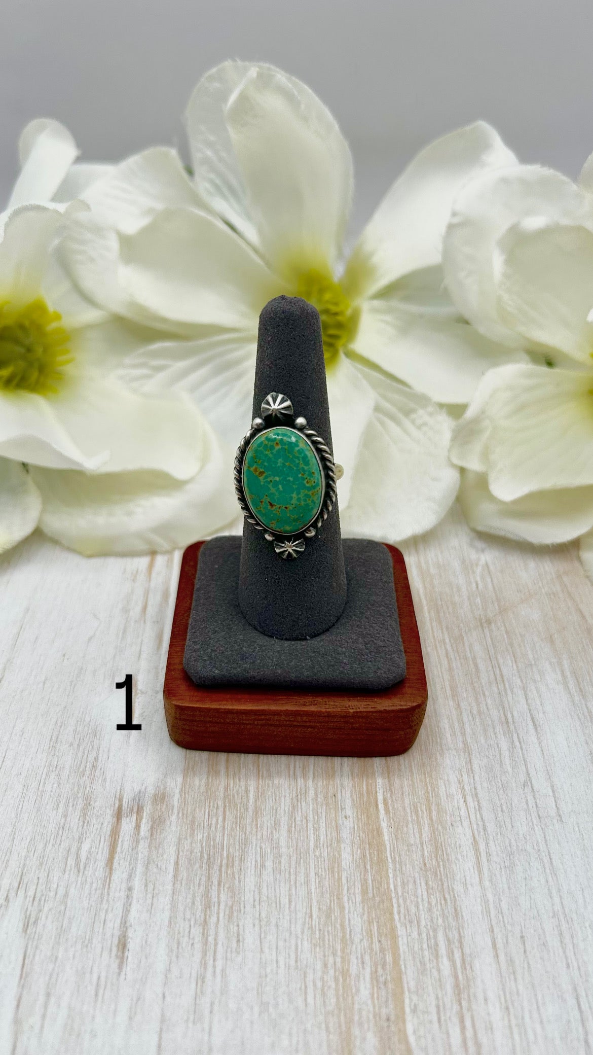 Johnny Dixon Kingman Turquoise & Sterling Silver Adjustable Ring