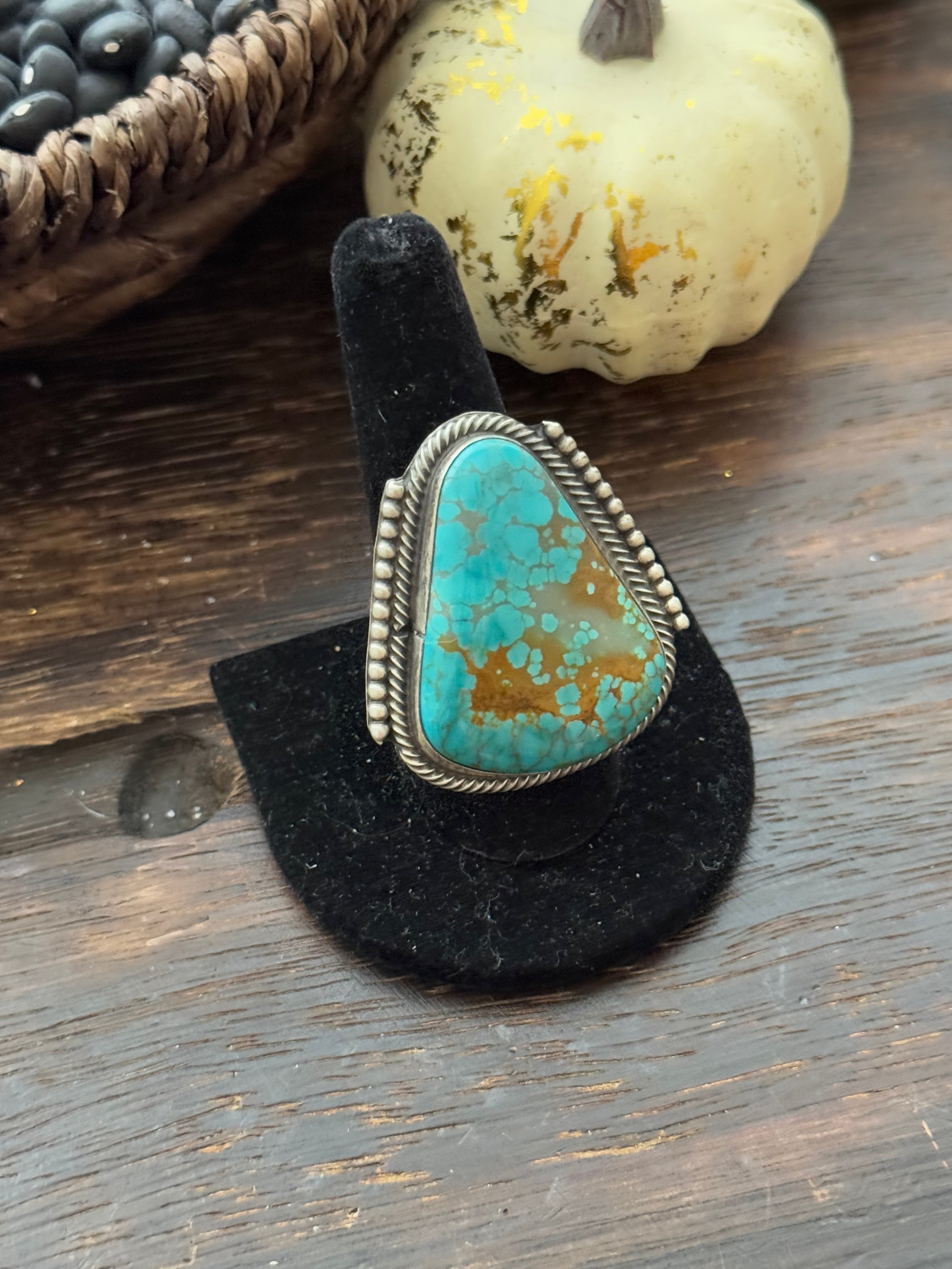 Sheila Becenti Pilot Mountain Turquoise Sterling Silver Adjustable Ring