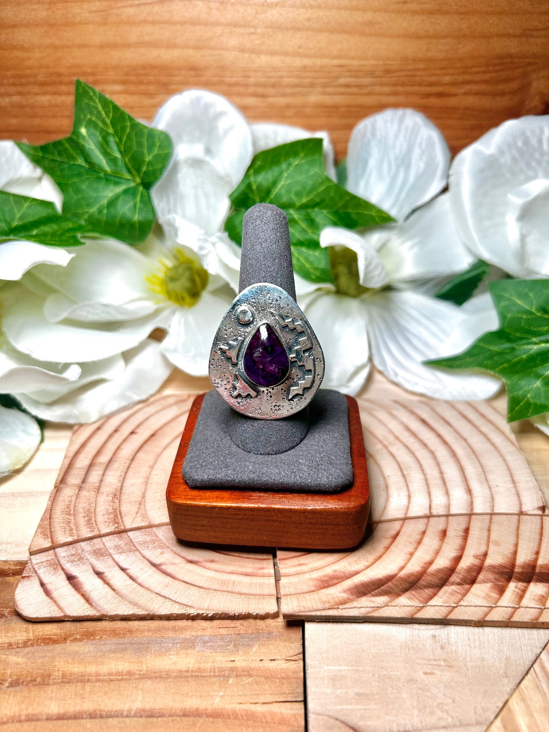 Navajo Made Sugilite & Sterling Silver Adjustable Ring