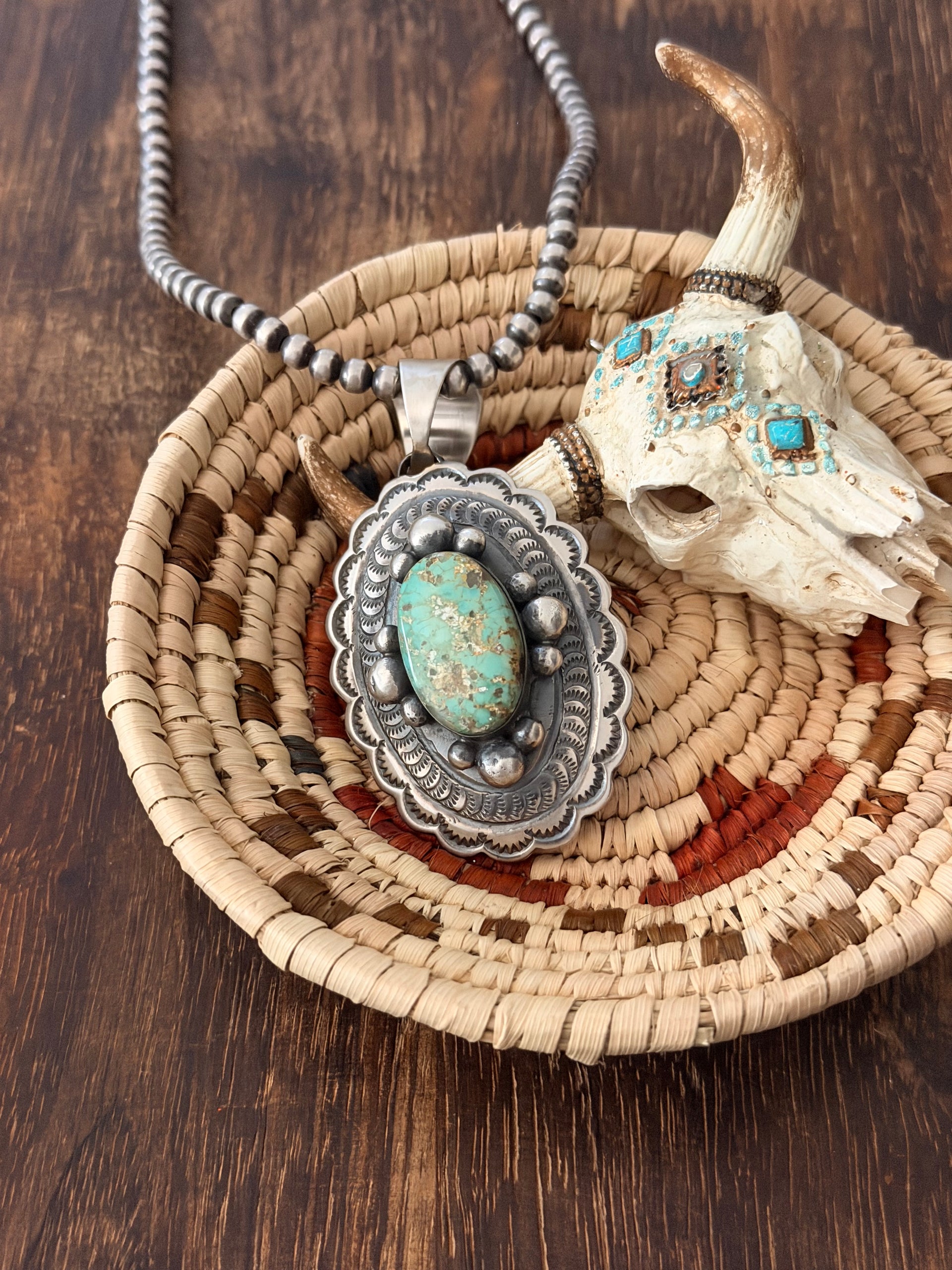 Chimney Butte Sonoran Mountain Turquoise & Sterling Silver Concho Pendant