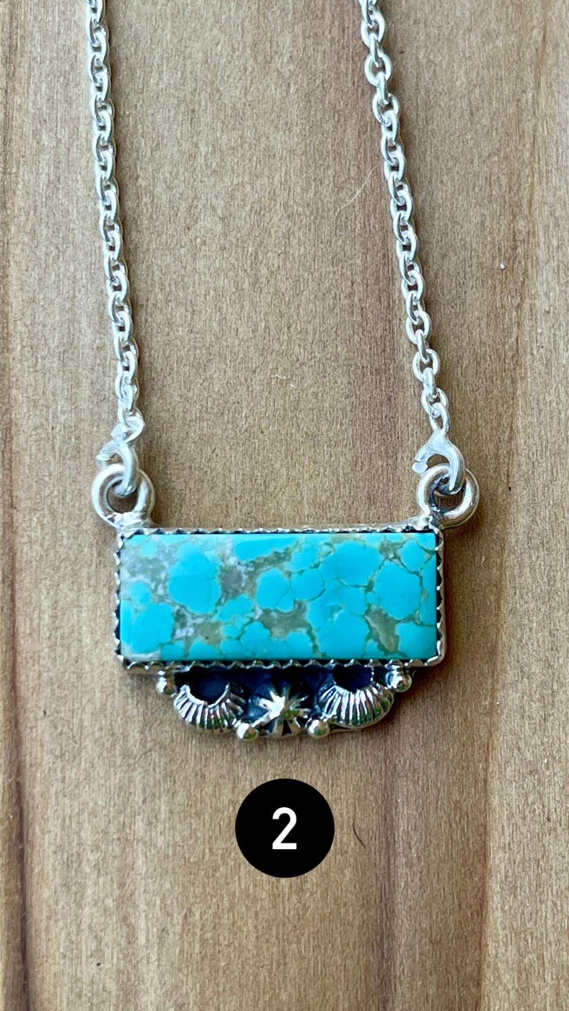 Southwest Handmade Number 8 Turquoise & Sterling Silver Bar Necklace