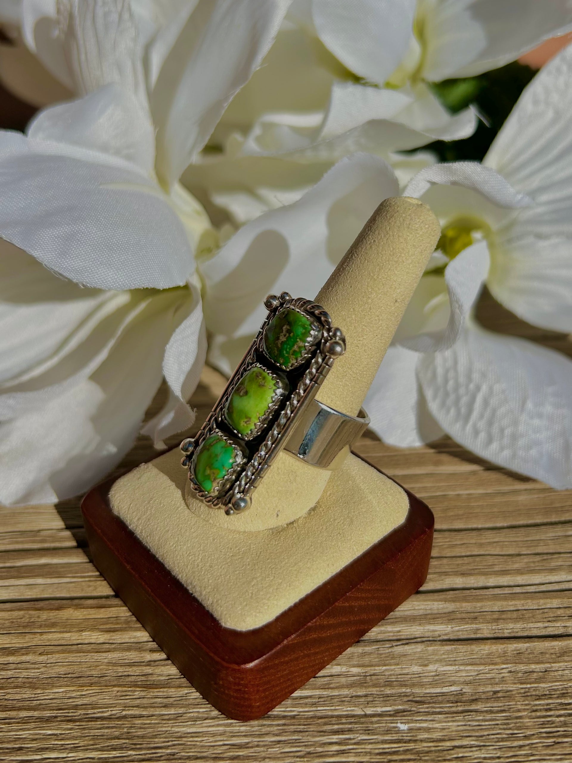 Southwest Sonoran Mountain Turquoise & Sterling Silver Ring Size 10