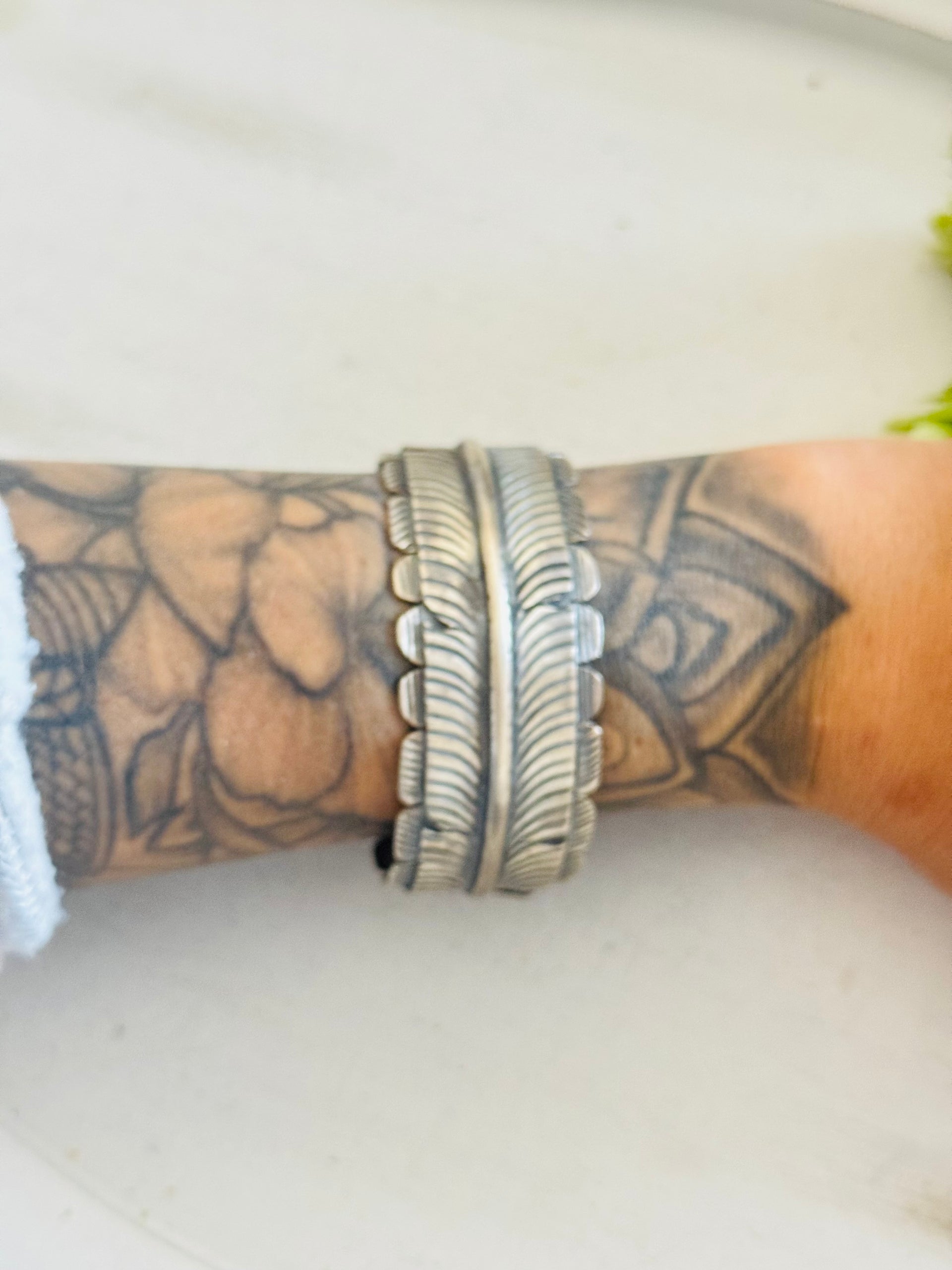 Kobe Martinez Sterling Silver Feather Cuff Bracelet
