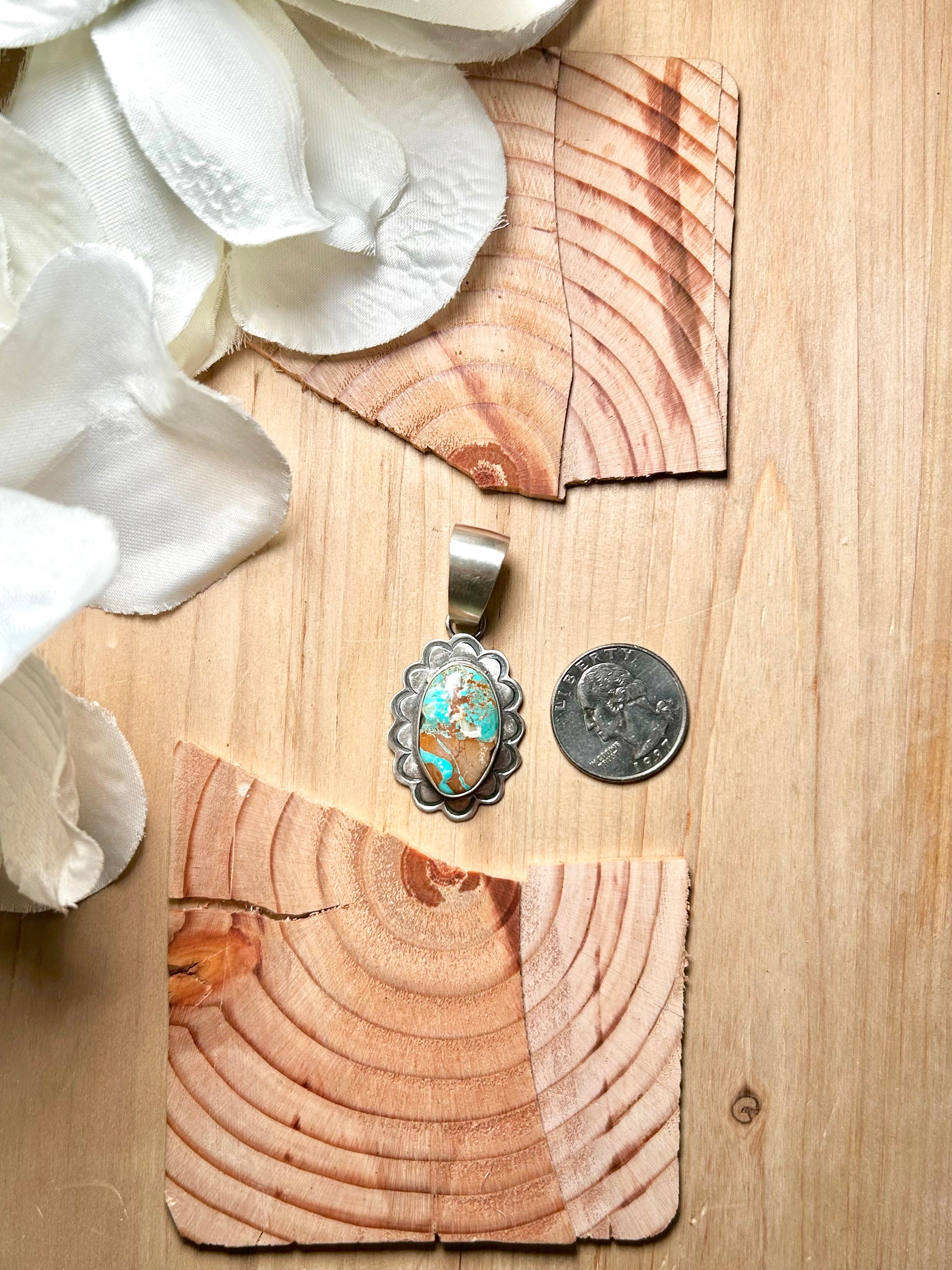 Navajo Made Royston Turquoise & Sterling Silver Pendant