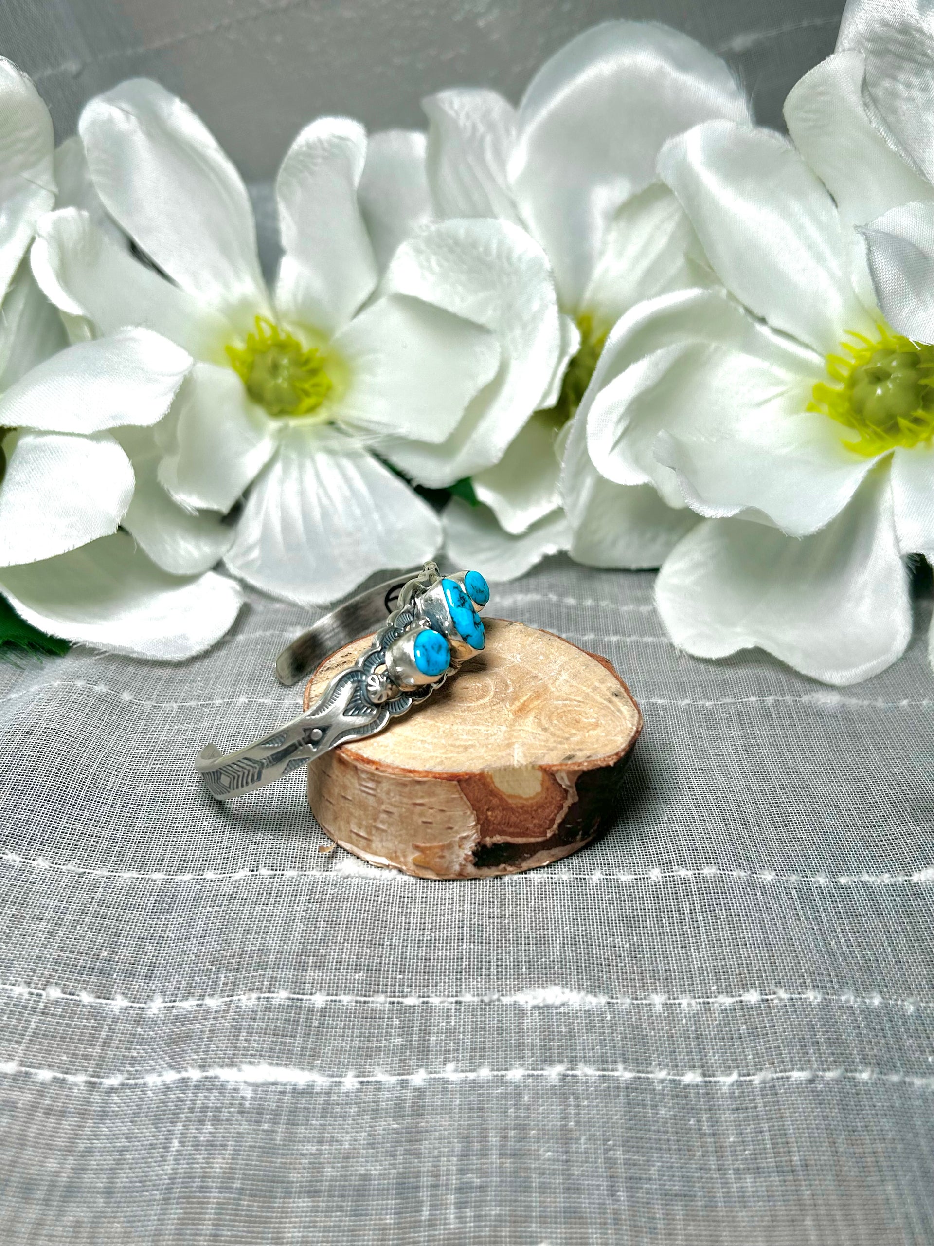 Navajo Made Kingman Turquoise & Sterling Silver Cuff Bracelet