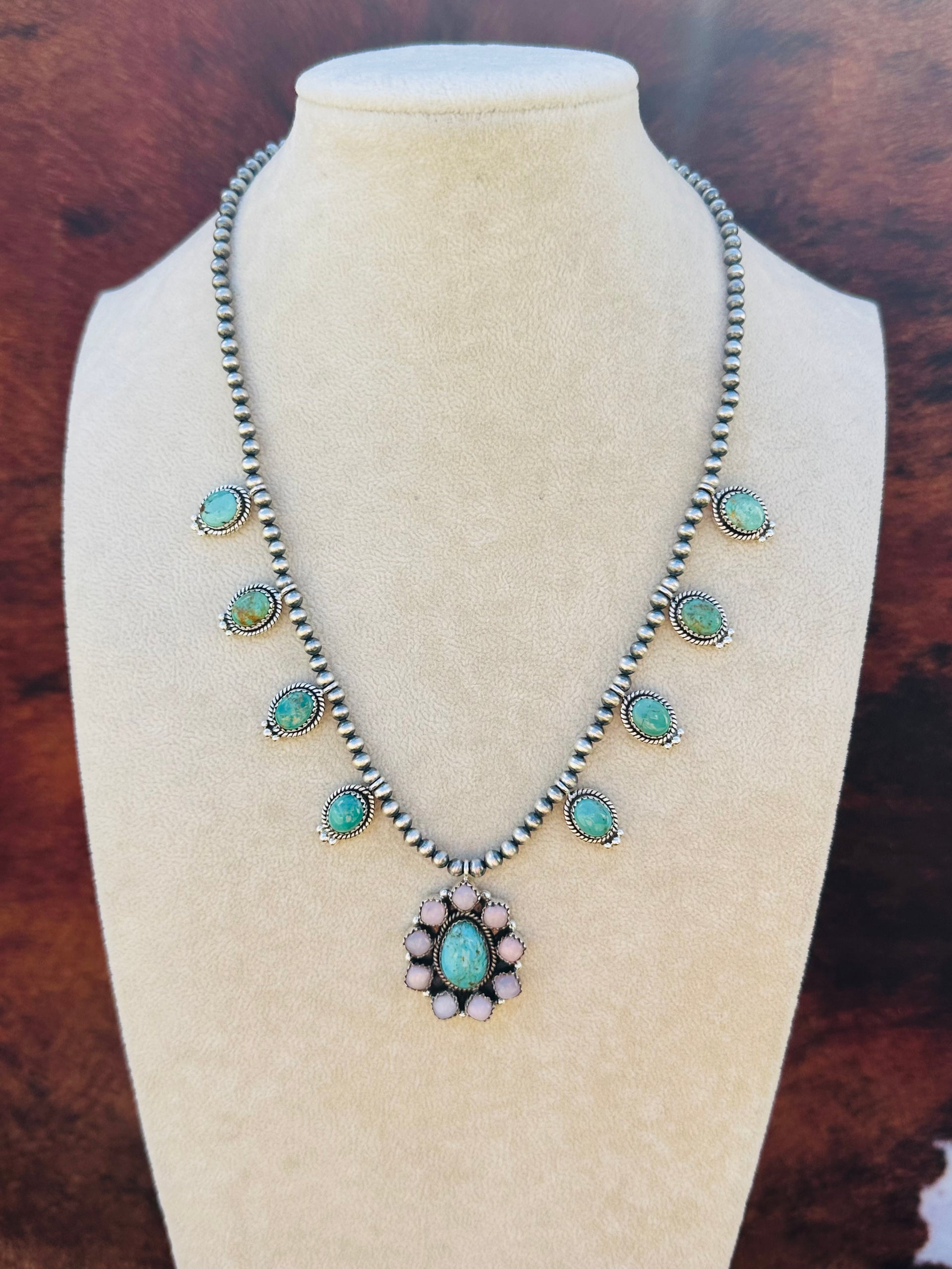Southwest Handmade Multi Stone & Sterling Silver Cluster Necklace