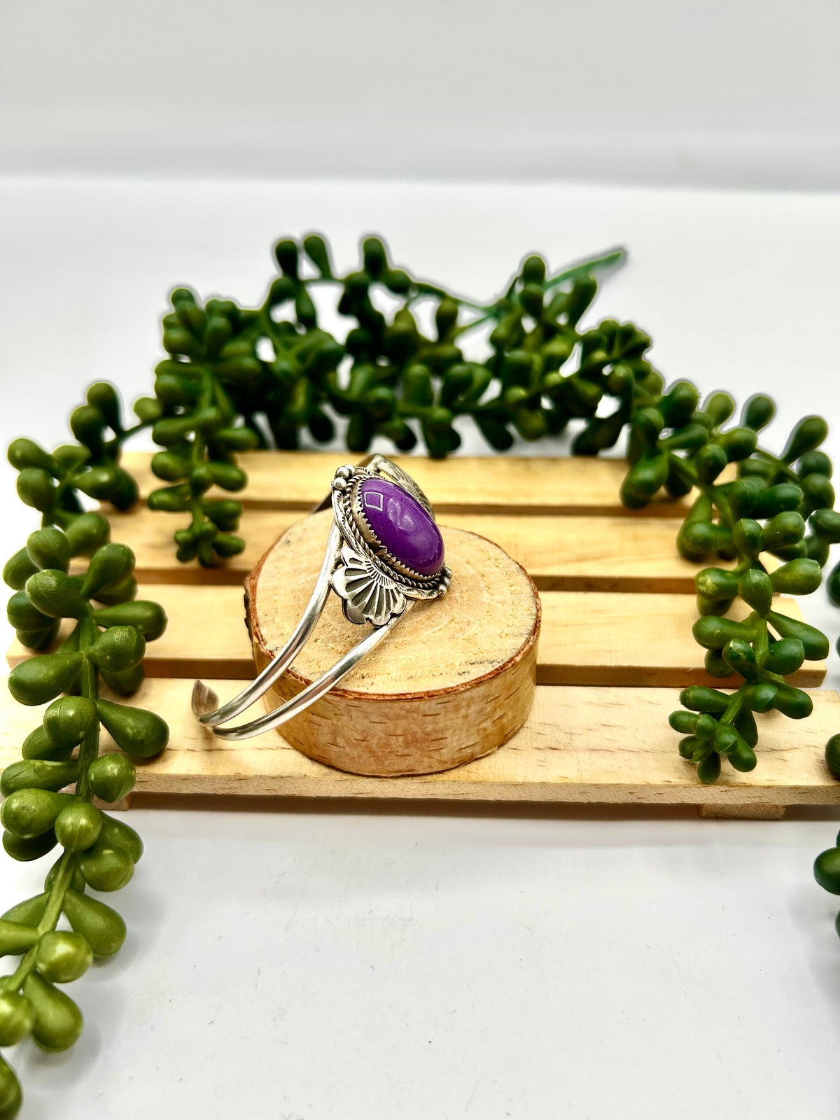 Old Pawn Joe Tsu Sugalite & Sterling Silver Cuff Bracelet