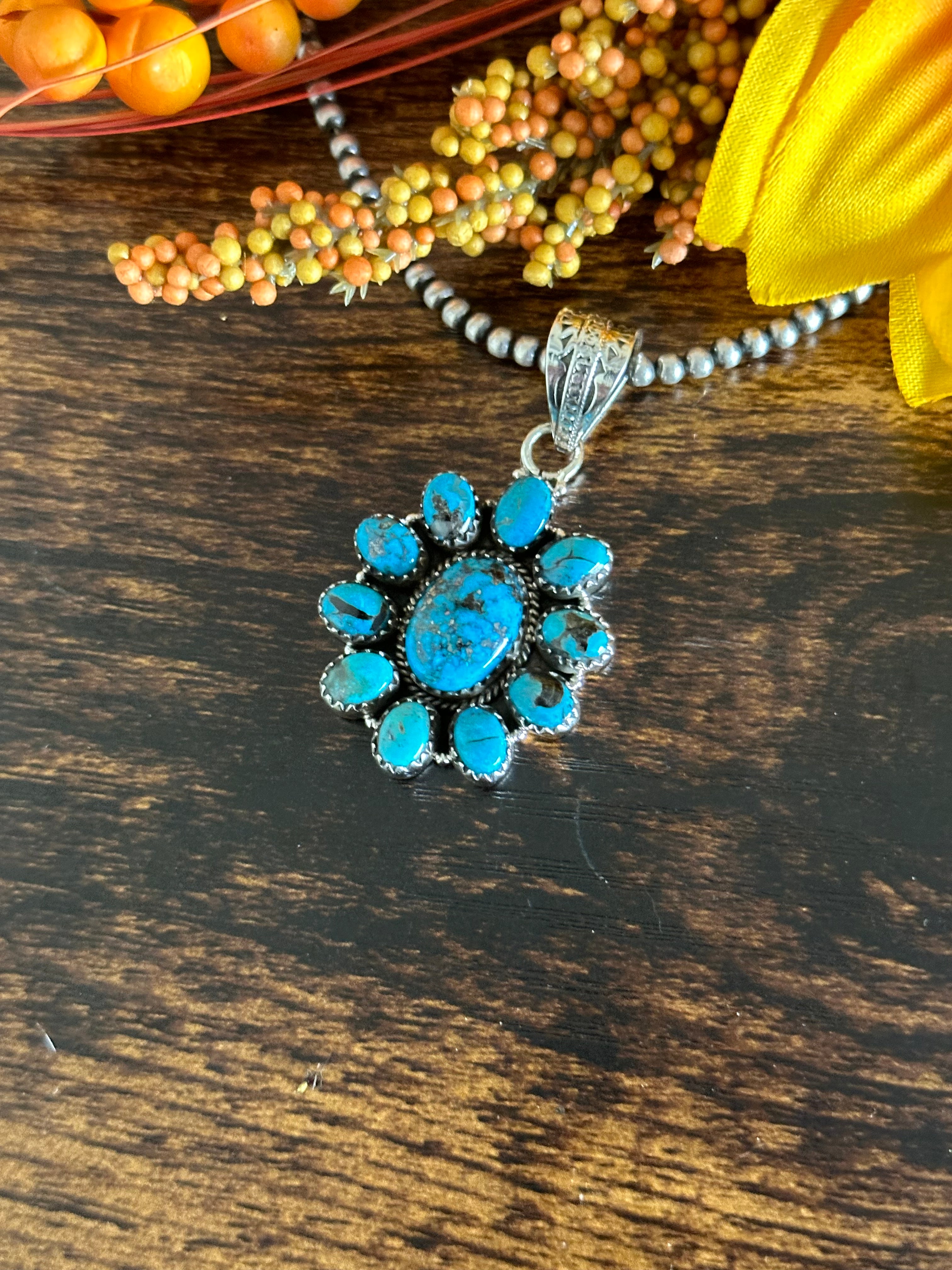 Southwest Handmade Kingman Turquoise & Sterling Silver Pendant