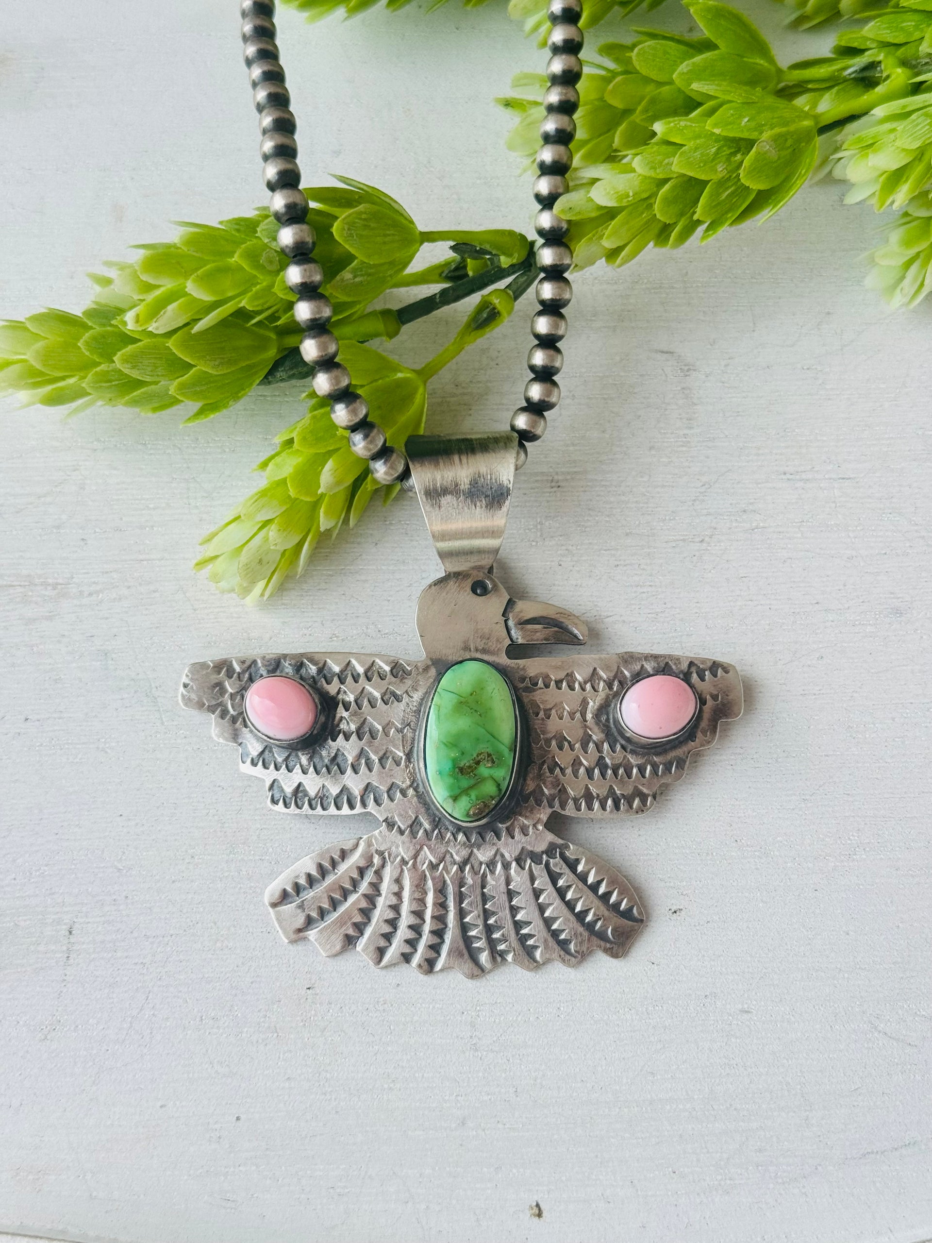 Chimney Butte Multi Stone & Sterling Silver Thunderbird Pendant