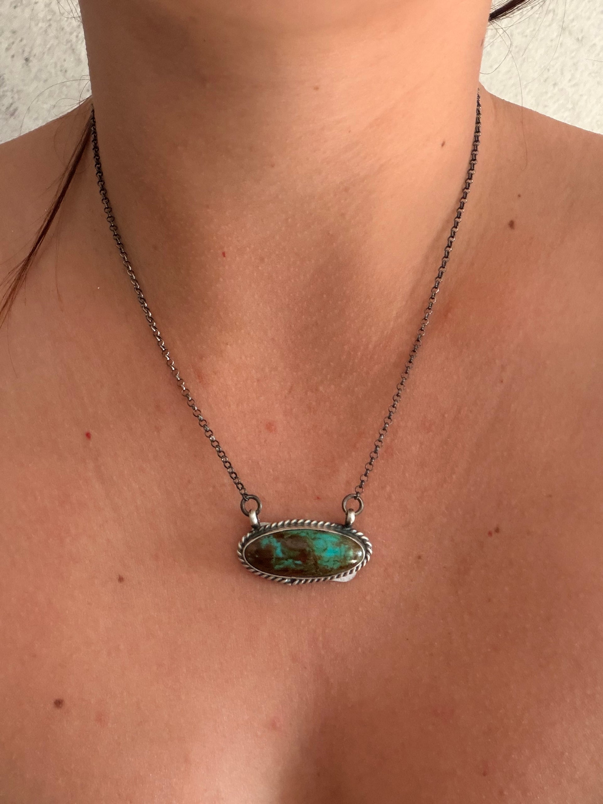 Johnny Dixon Campitos Turquoise & Sterling Silver Bar Necklace