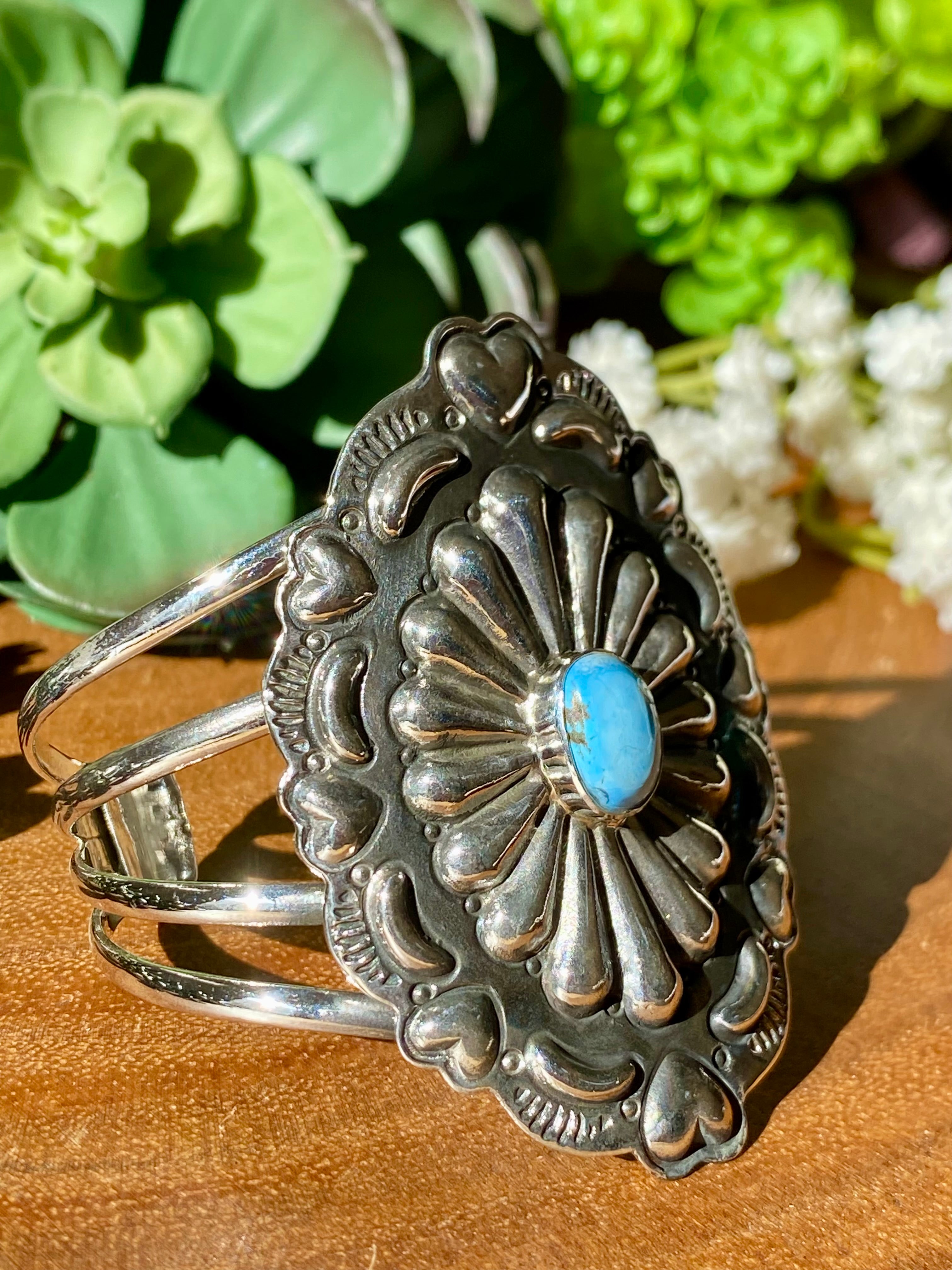 Southwest Handmade Golden Hills Turquoise & Sterling Silver Cuff Bracelet