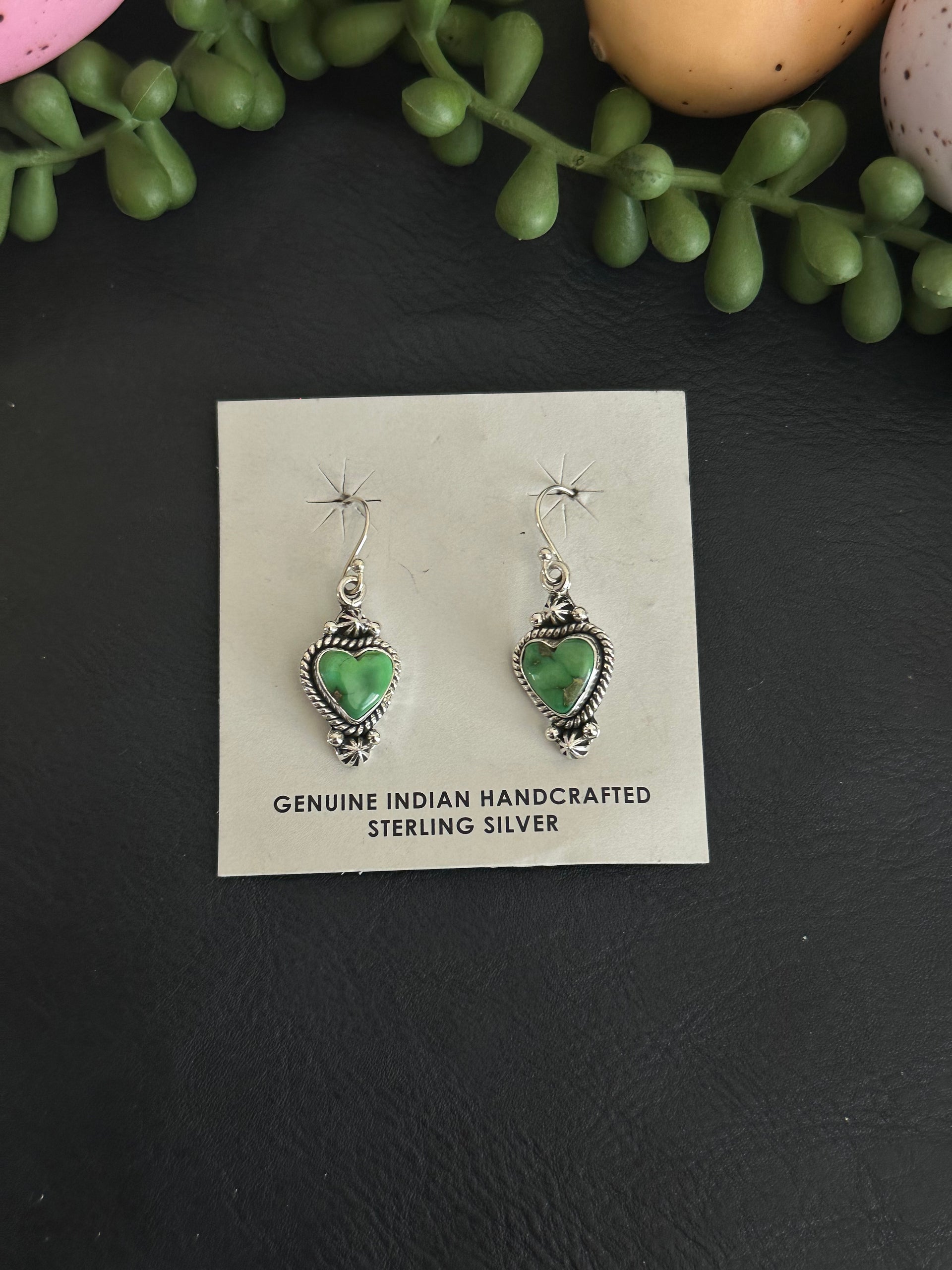 Southwest Handmade Sonoran Gold Turquoise & Sterling Silver Dangle Earrings